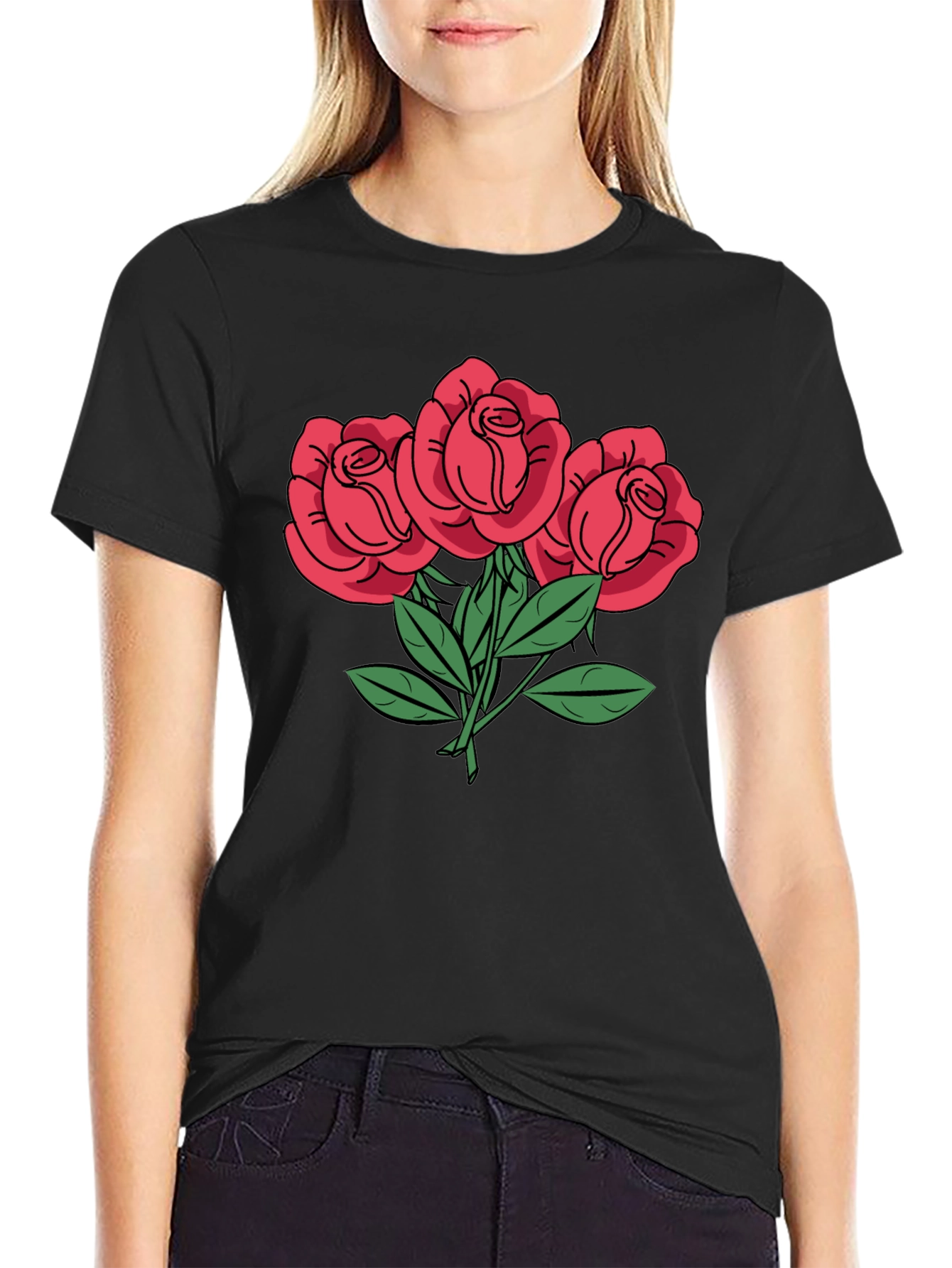 Floral Roses Graphic Tee - Stylish Comfort