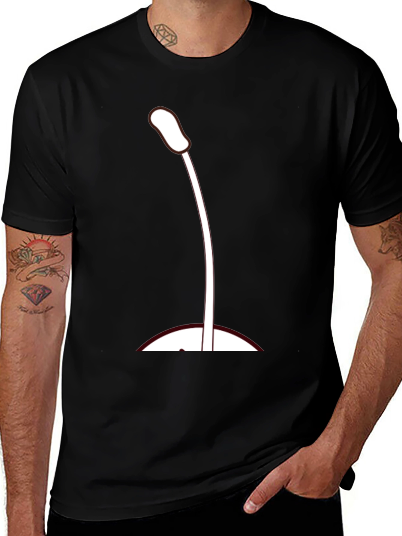 Microphone Graphic T-Shirt - Black Casual Tee