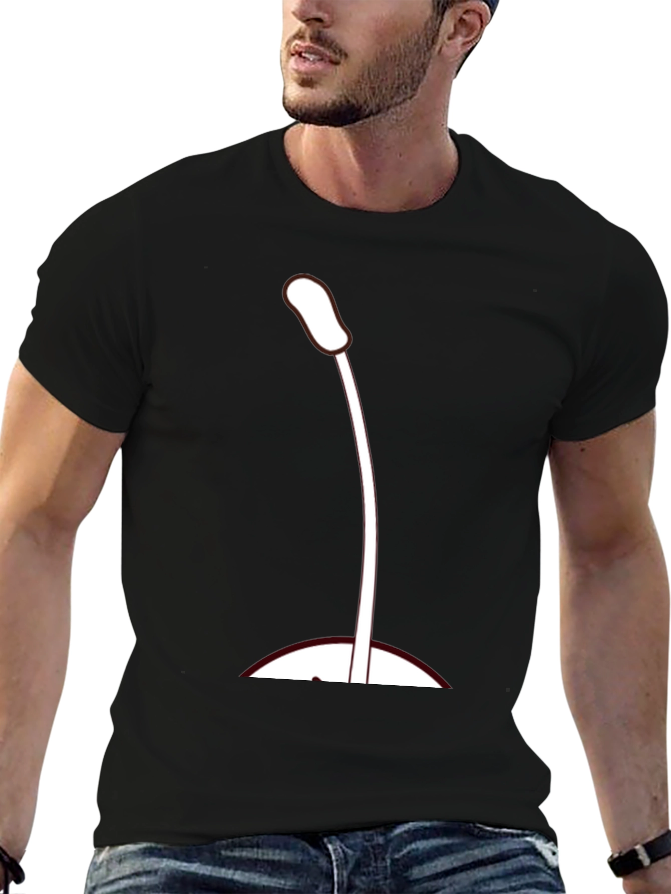 Microphone Graphic T-Shirt - Black Casual Tee