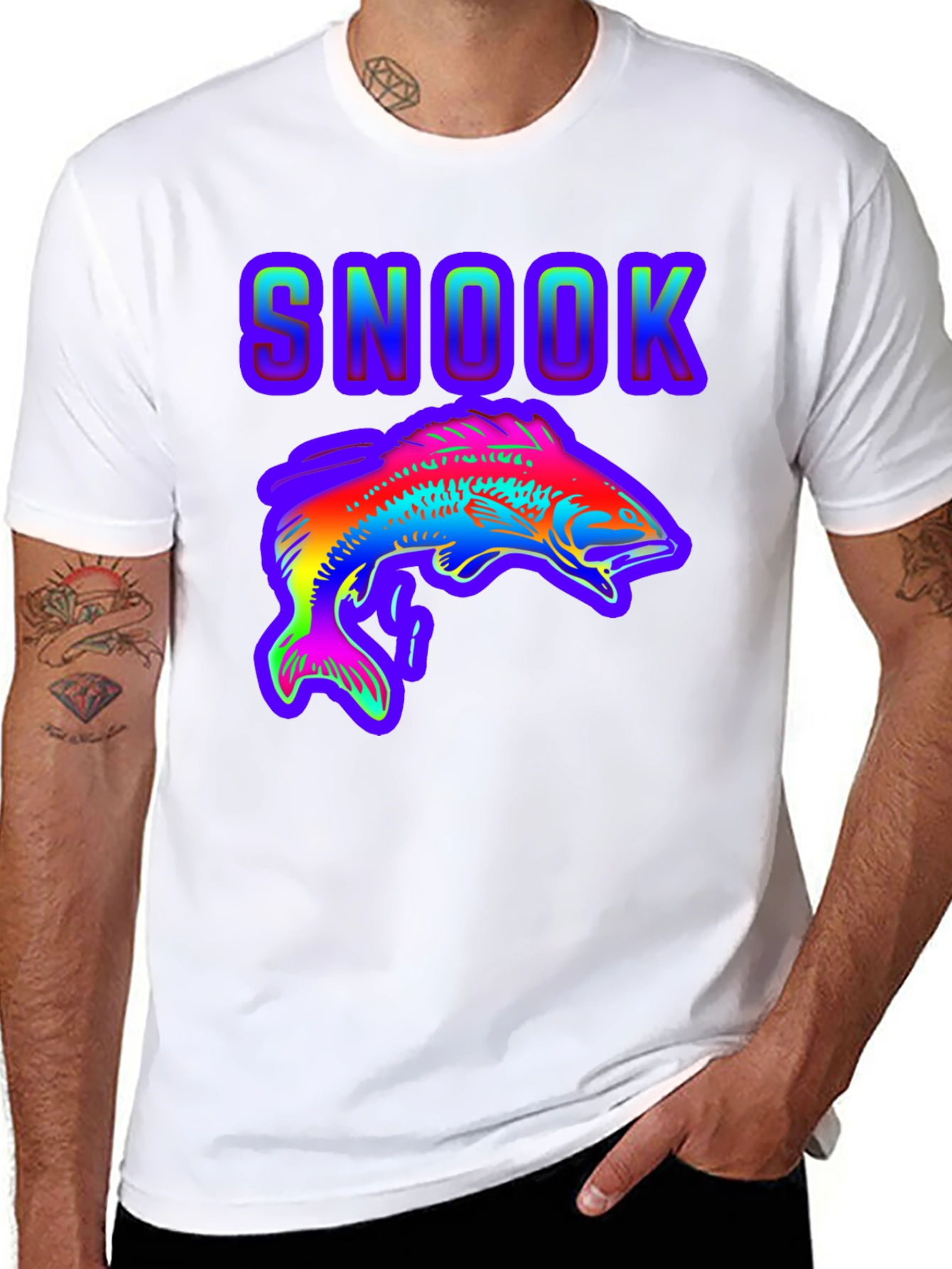 Snook Fish Graphic T-Shirt - Rainbow Design