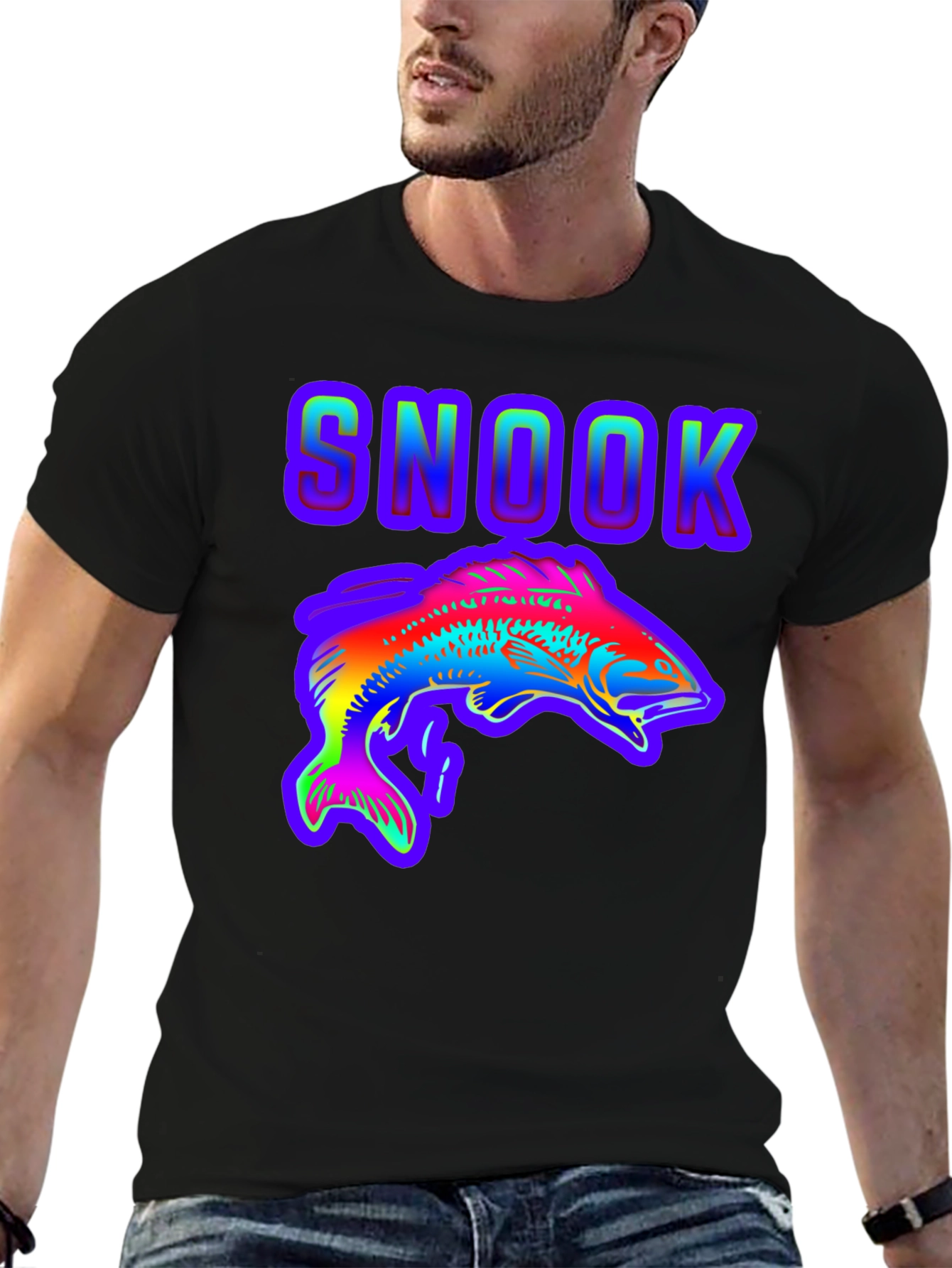 Snook Fish Graphic T-Shirt - Rainbow Design