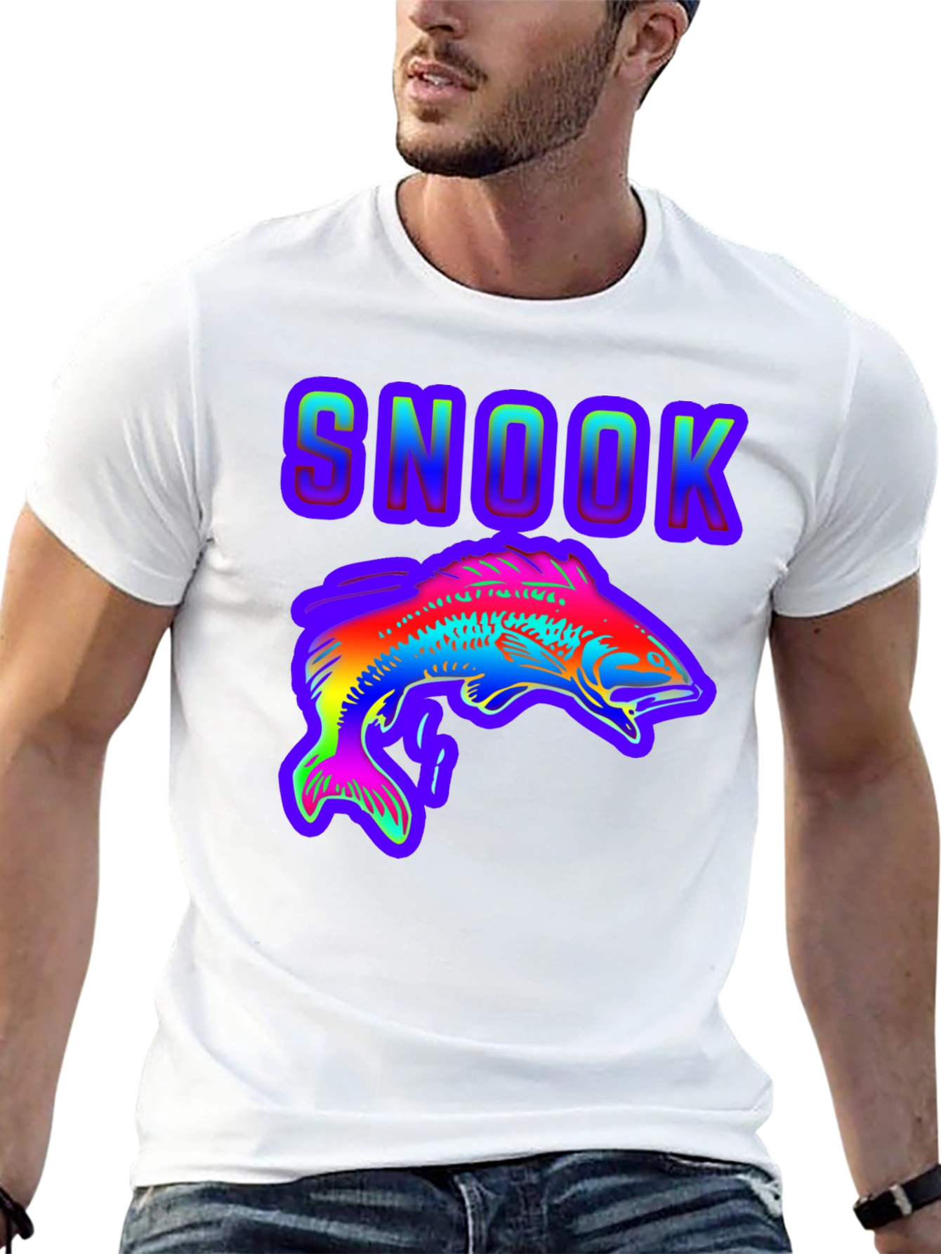 Snook Fish Graphic T-Shirt - Rainbow Design