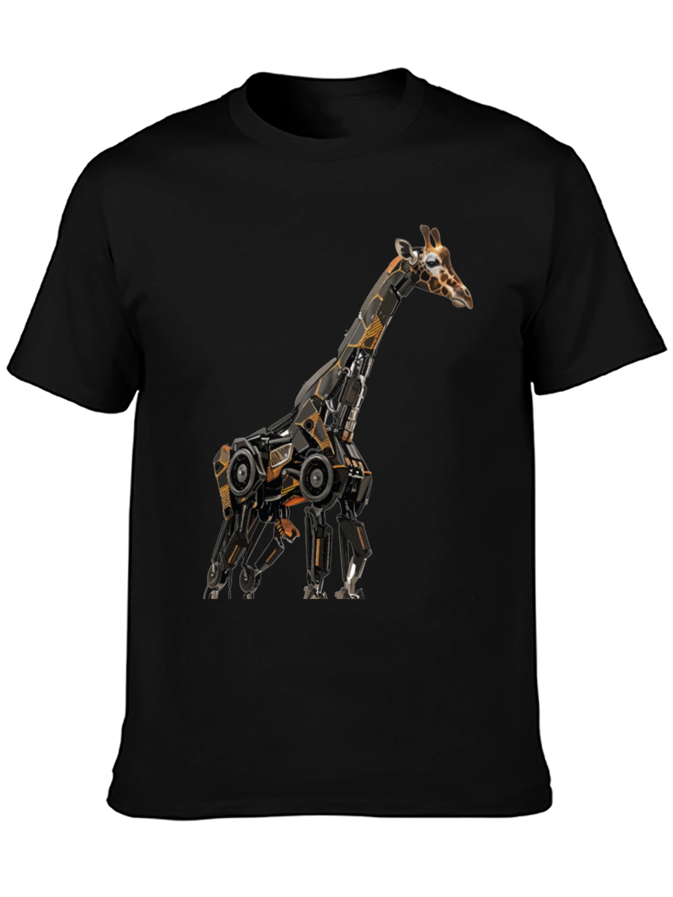 Robotic Giraffe Graphic Tee - Cool Black T-Shirt