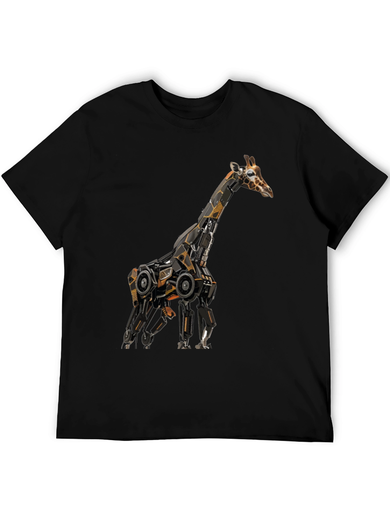 Robotic Giraffe Graphic Tee - Cool Black T-Shirt
