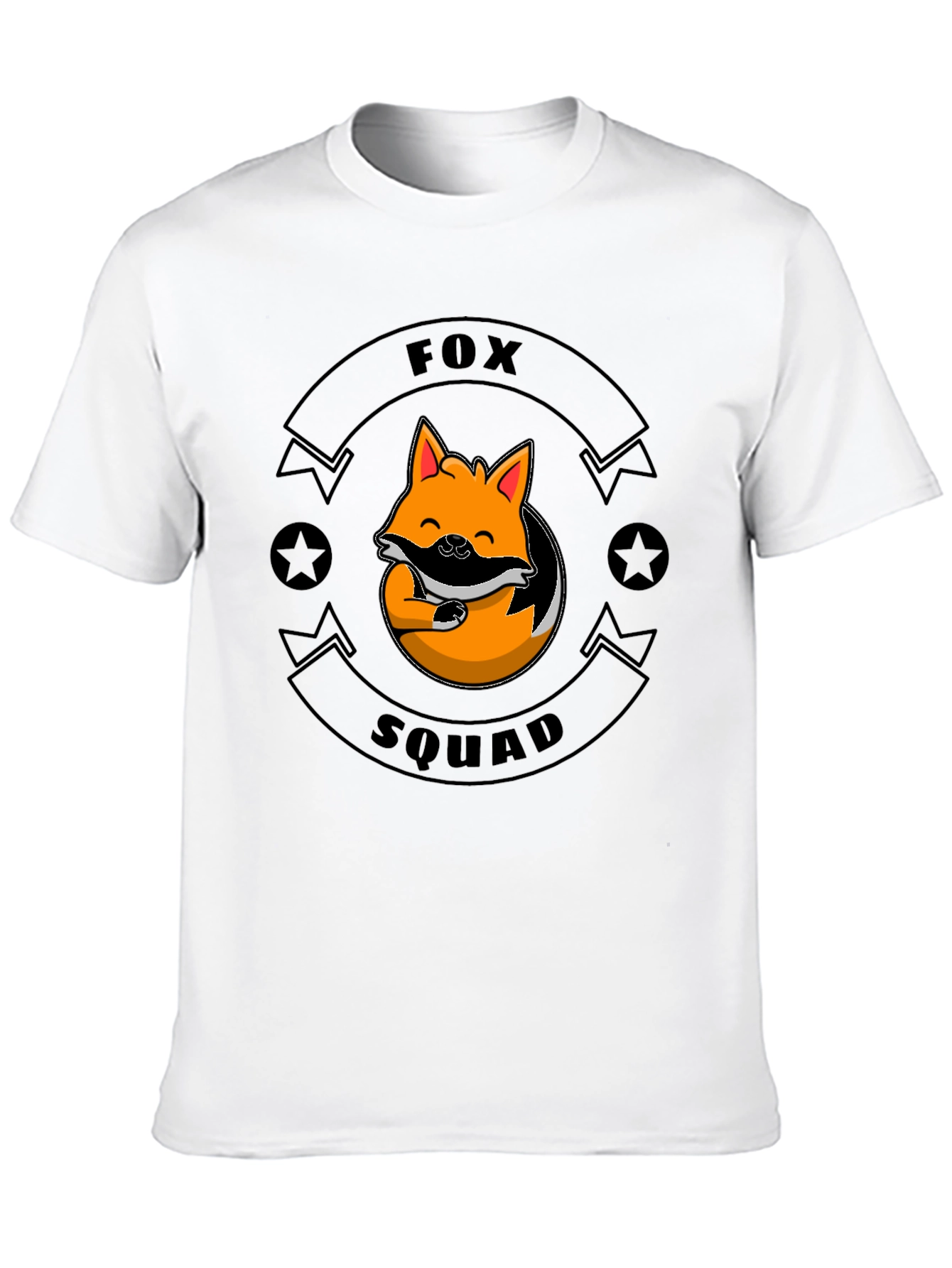 Fox Squad Black T-Shirt - Cute Cartoon Fox Design