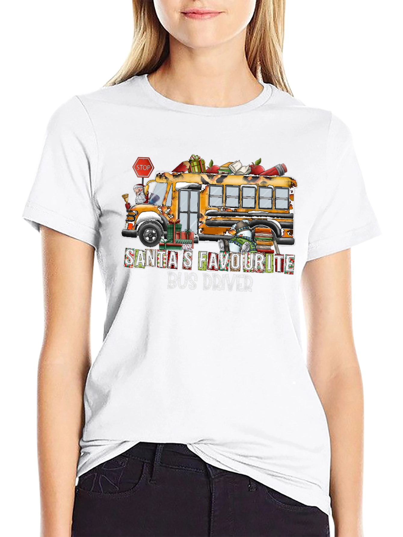 Santas Favorite Bus Driver T-Shirt Christmas