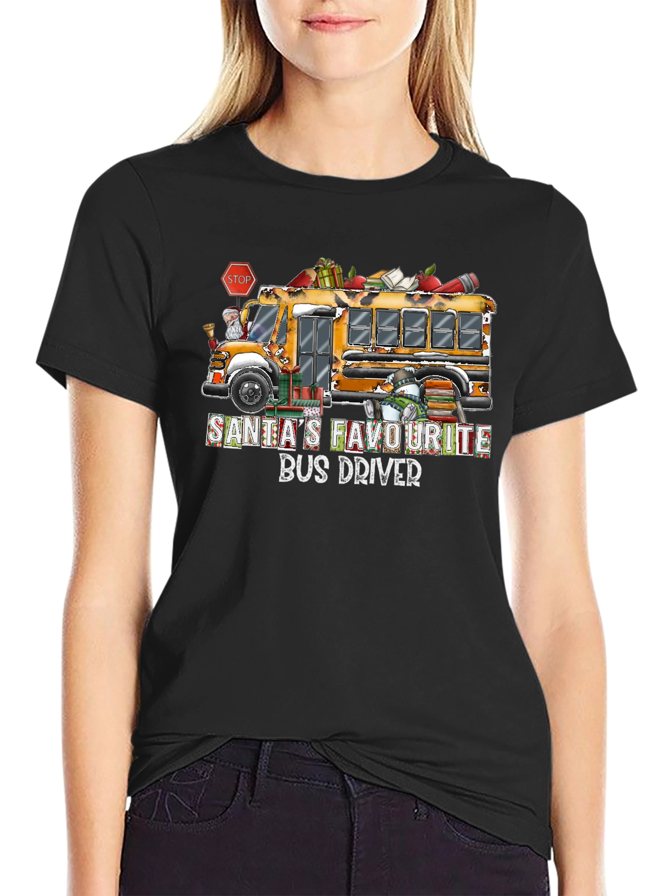 Santas Favorite Bus Driver T-Shirt Christmas