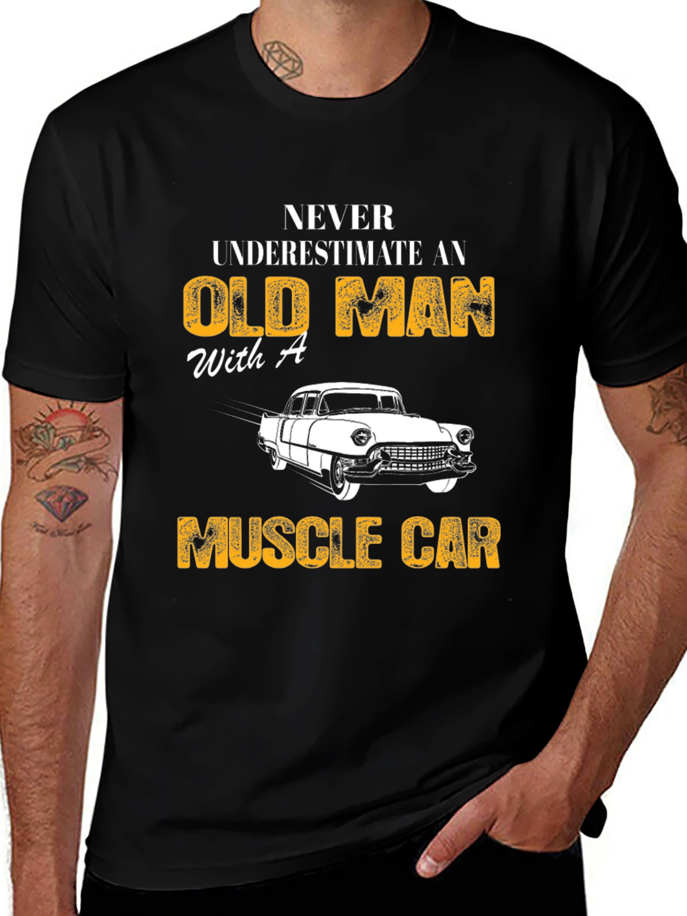Never Underestimate Old Man Muscle Car T-Shirt