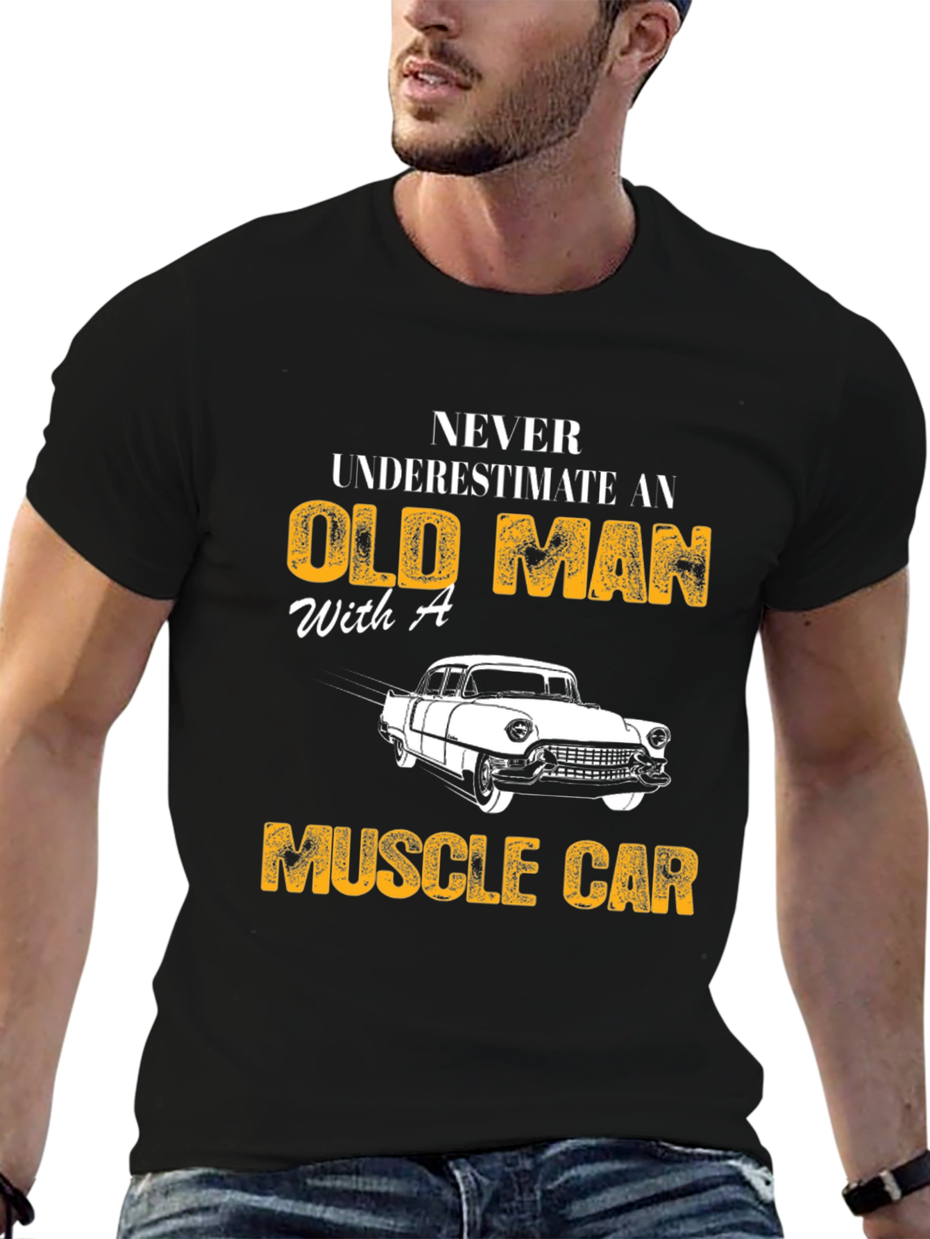 Never Underestimate Old Man Muscle Car T-Shirt