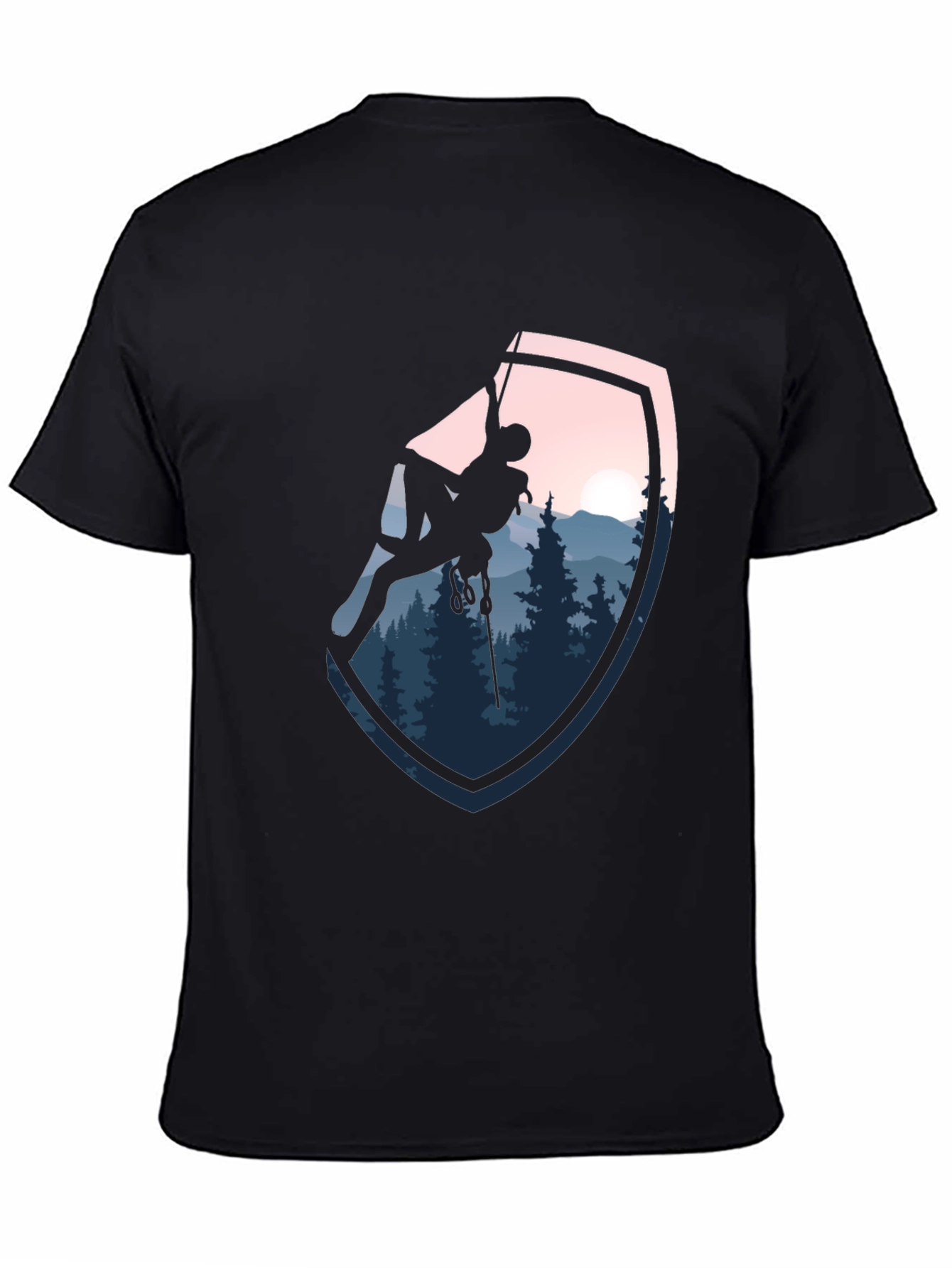 Climbing Scene Graphic Black T-Shirt