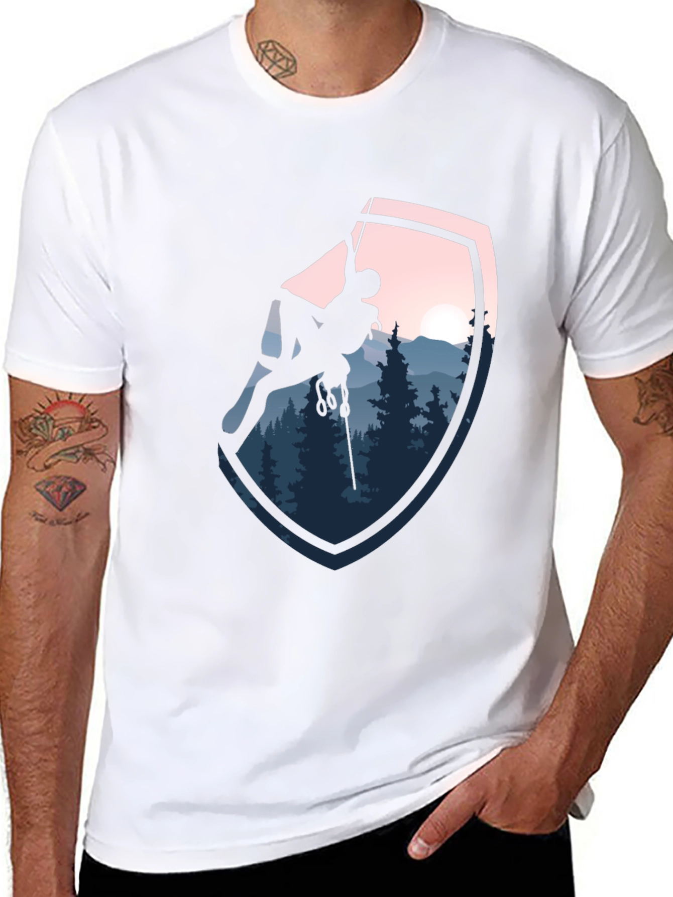 Climbing Scene Graphic Black T-Shirt
