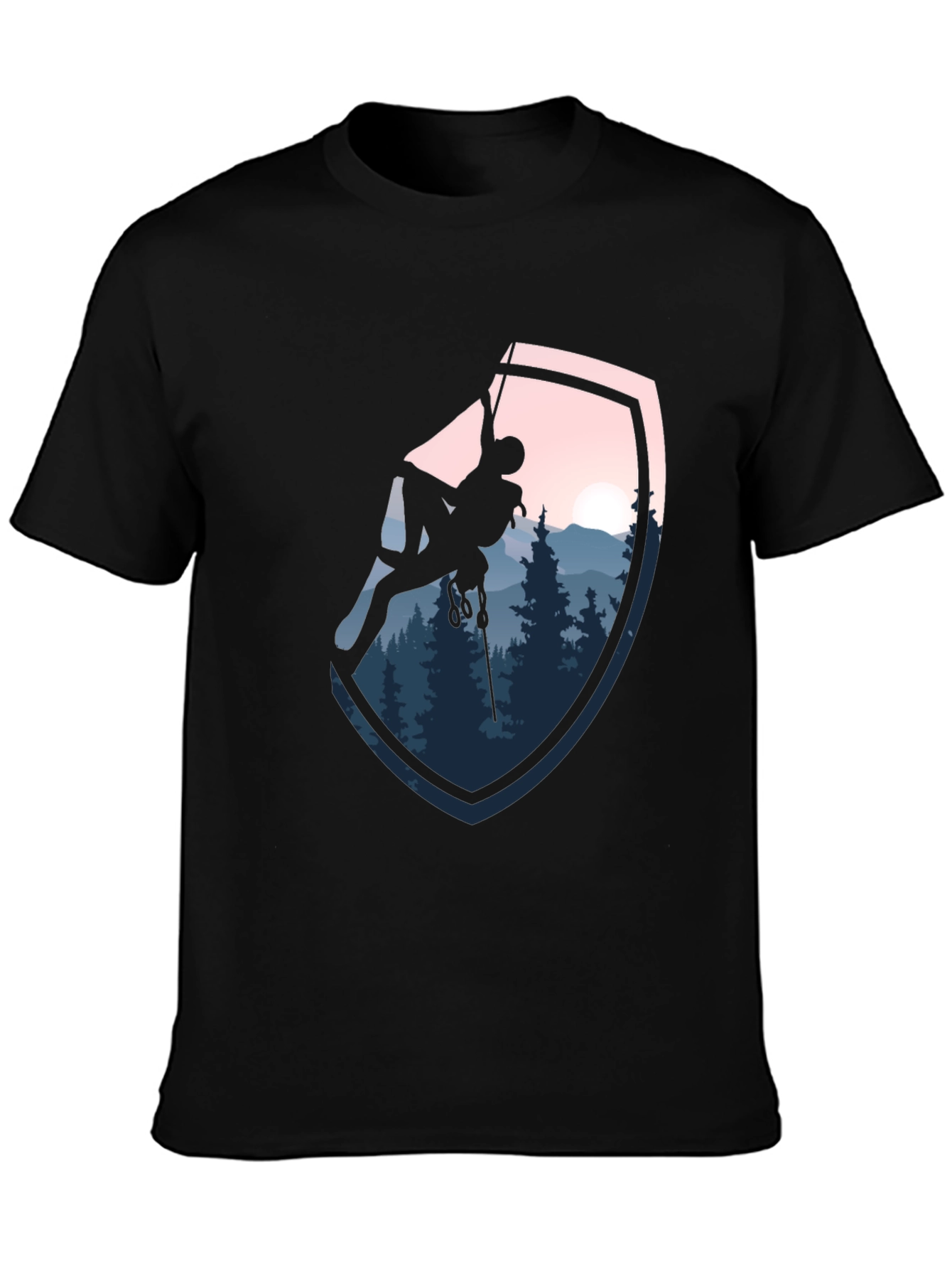 Climbing Scene Graphic Black T-Shirt