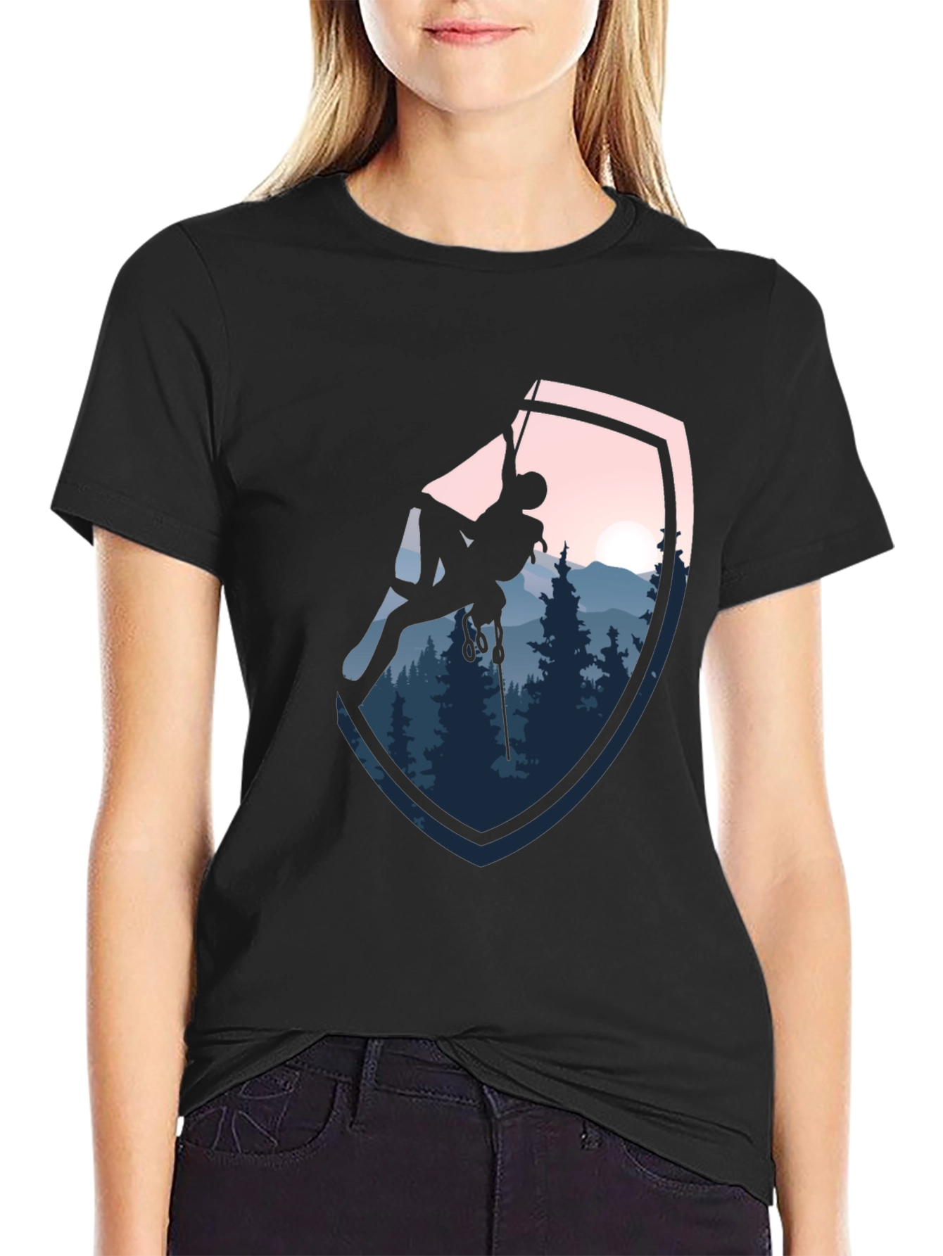 Climbing Scene Graphic Black T-Shirt