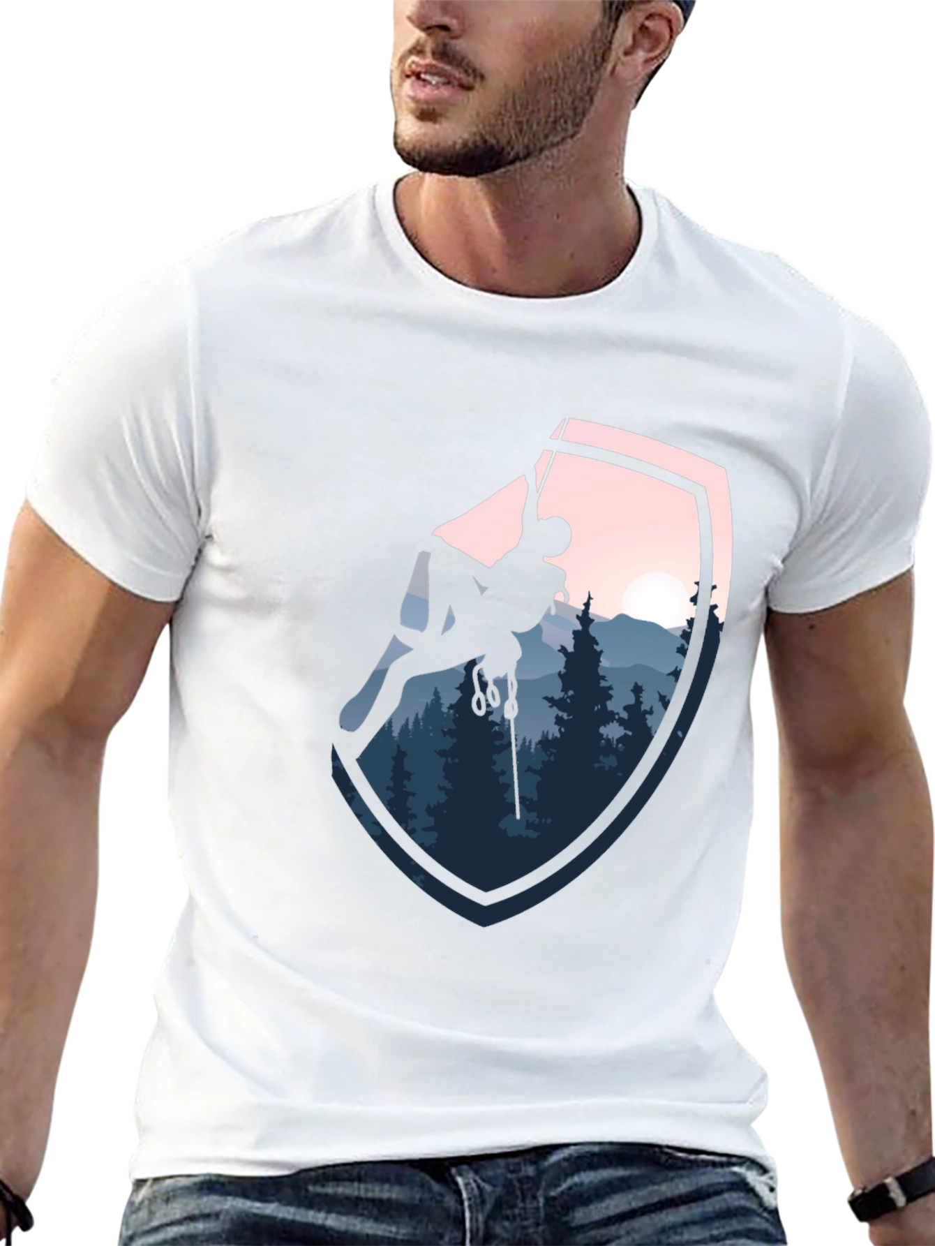 Climbing Scene Graphic Black T-Shirt