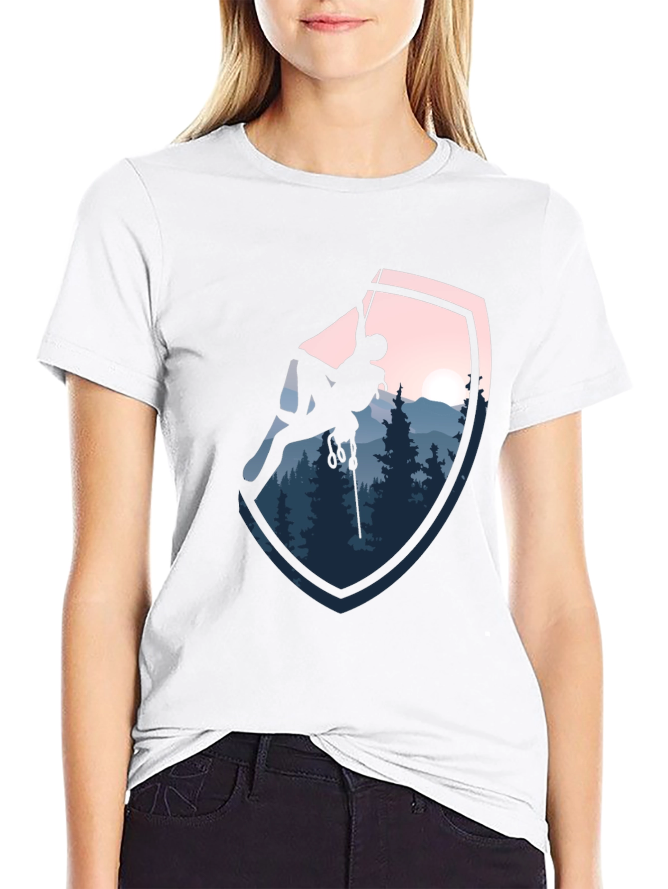 Climbing Scene Graphic Black T-Shirt