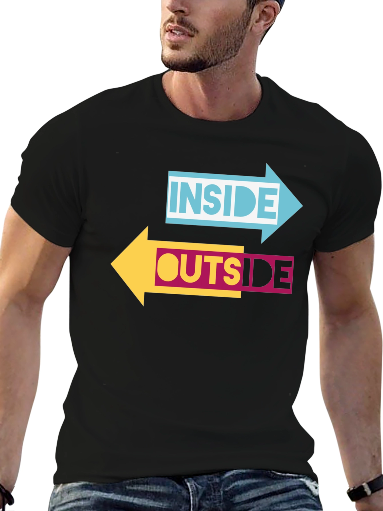 Inside Outside Arrow Graphic Black T-Shirt