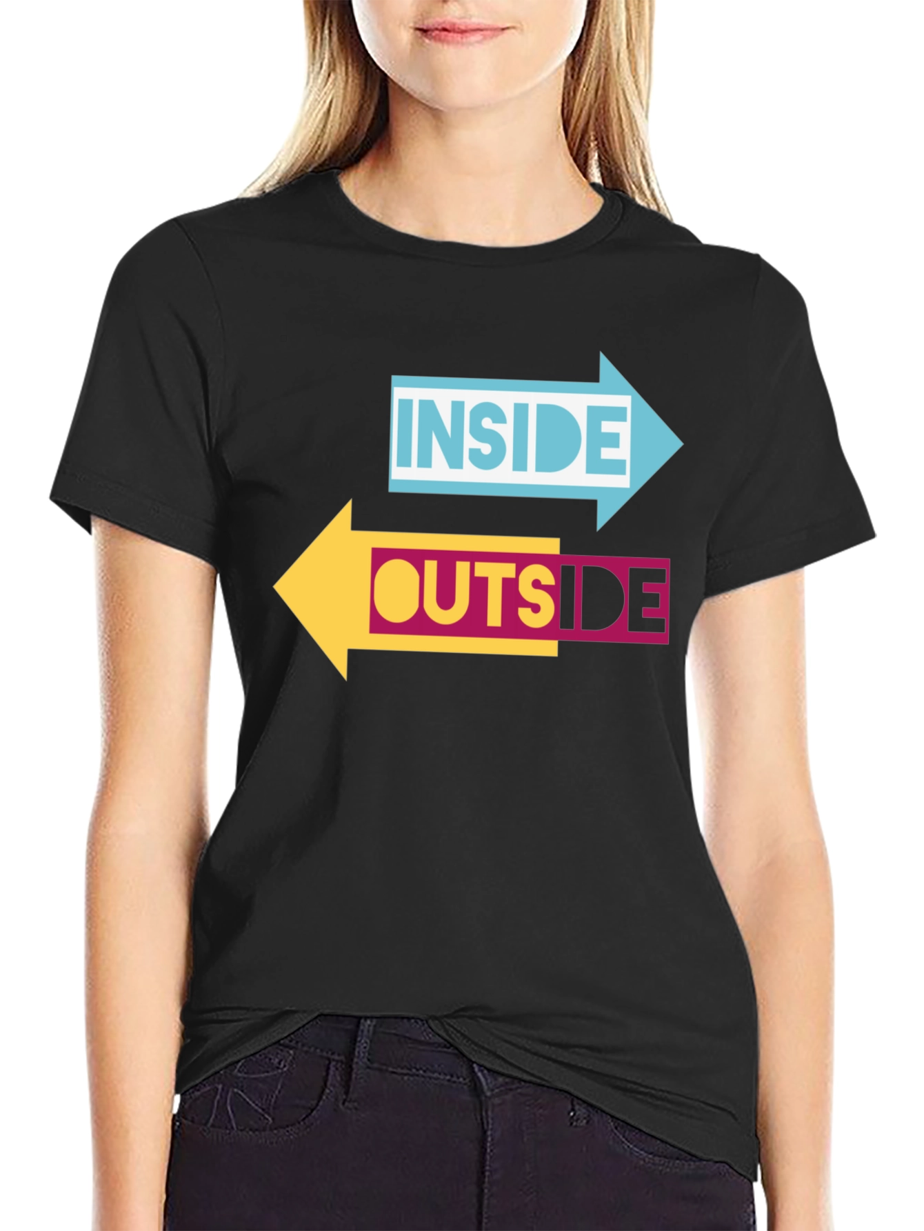 Inside Outside Arrow Graphic Black T-Shirt