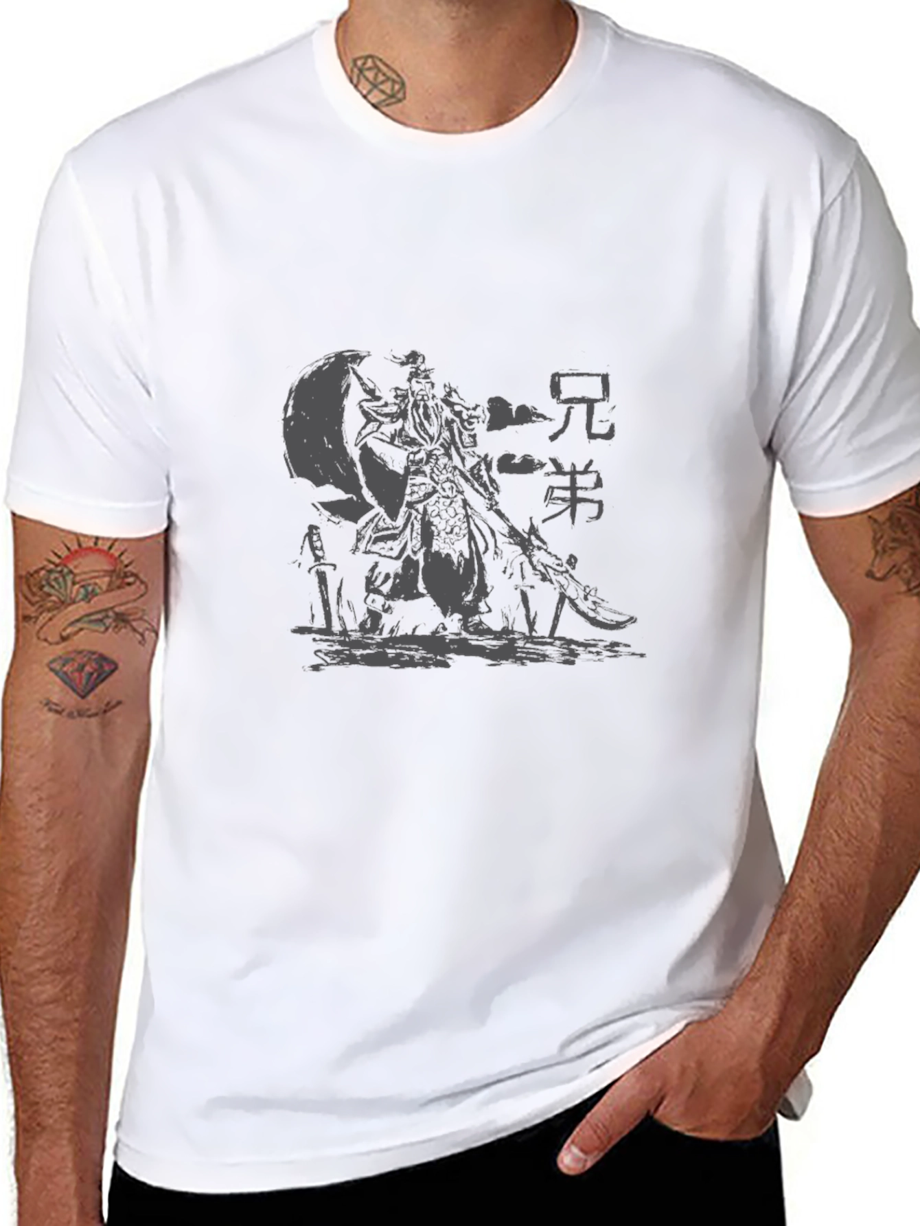 Samurai Graphic Print T-Shirt - Black