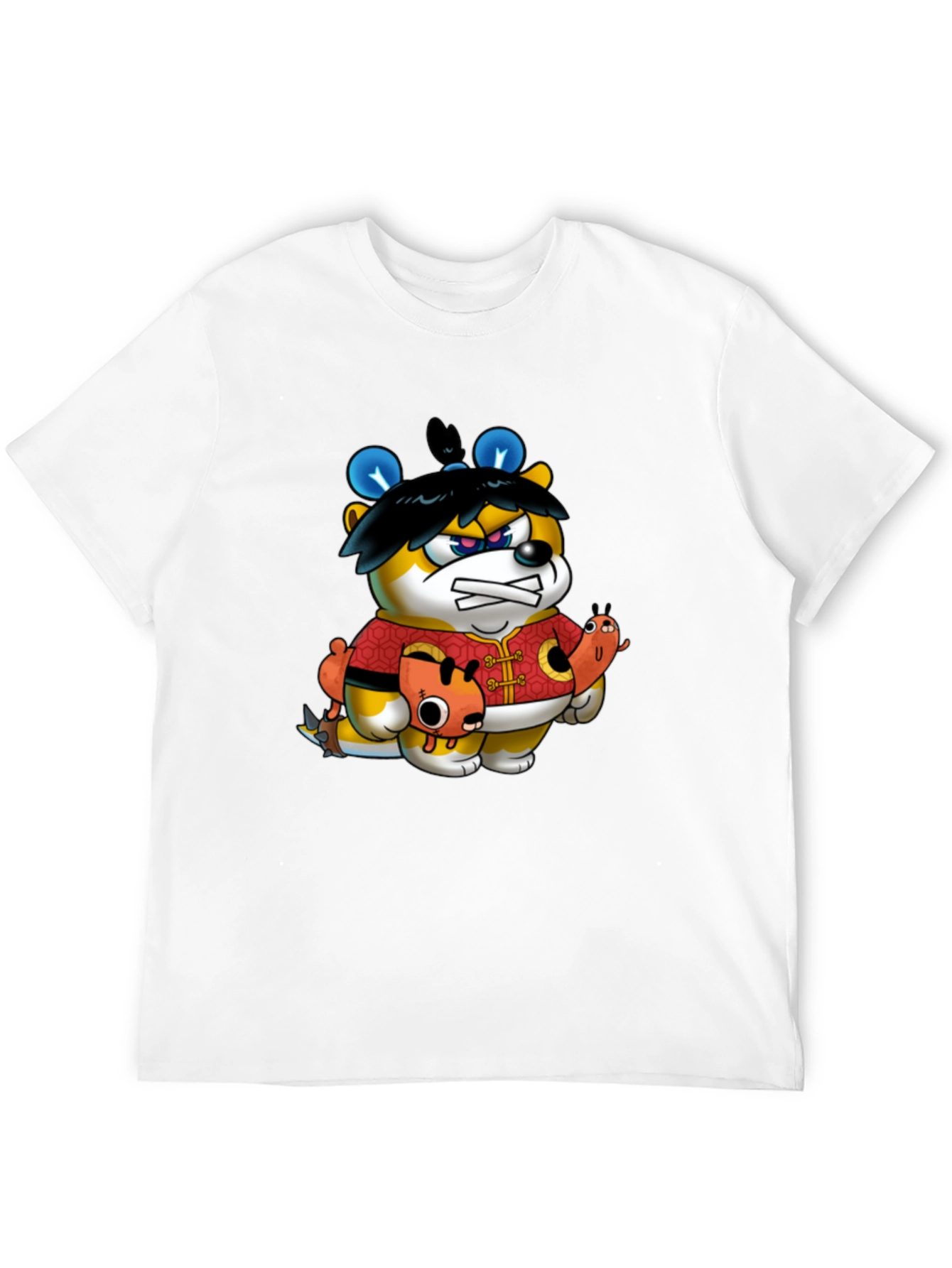 Cartoon Bear Graphic Black Tee