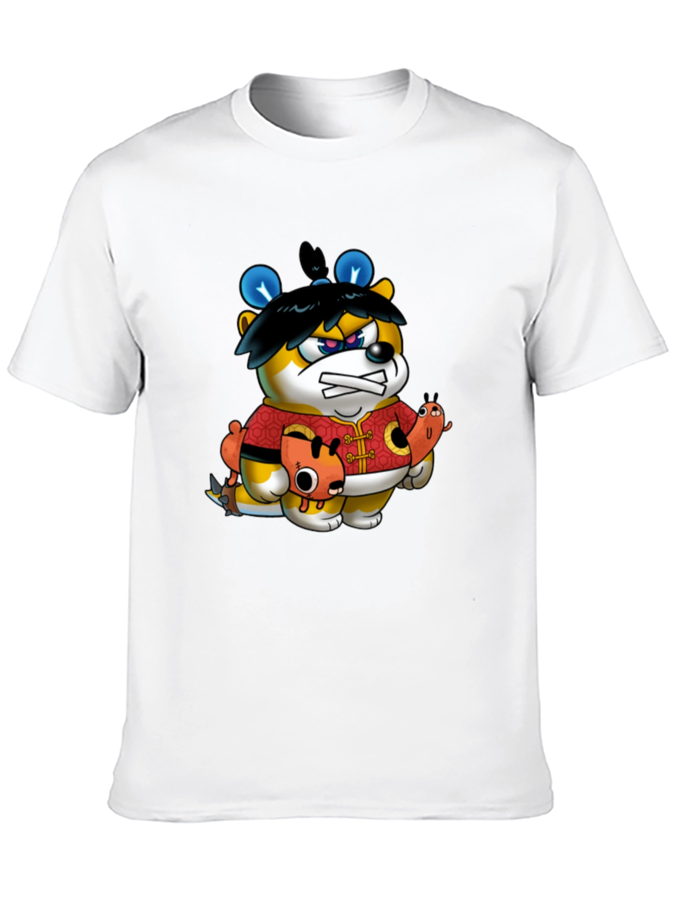 Cartoon Bear Graphic Black Tee