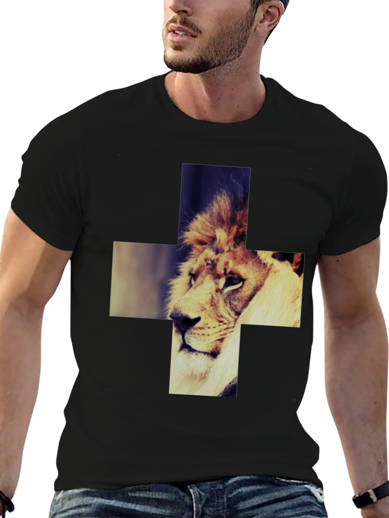 Lion Cross Graphic Tee - Cool & Stylish