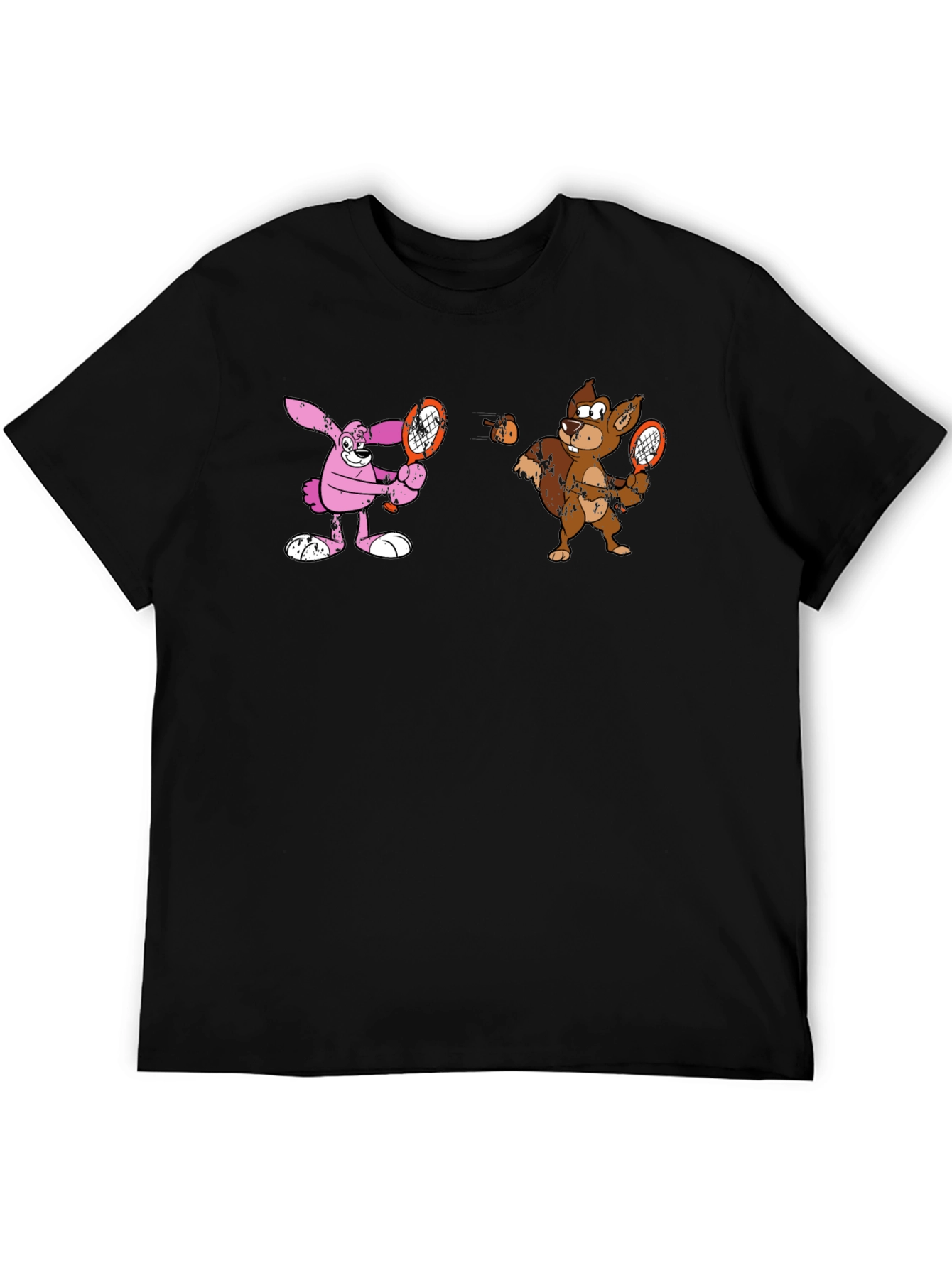 Tennis Cartoon Black T-Shirt