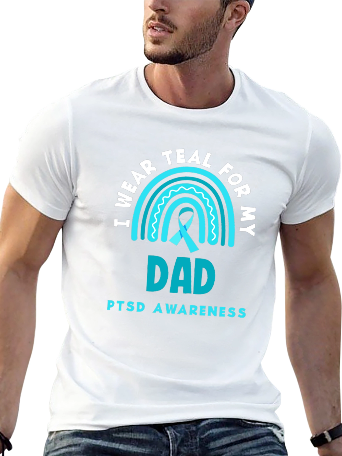 Teal PTSD Awareness Dad T-Shirt