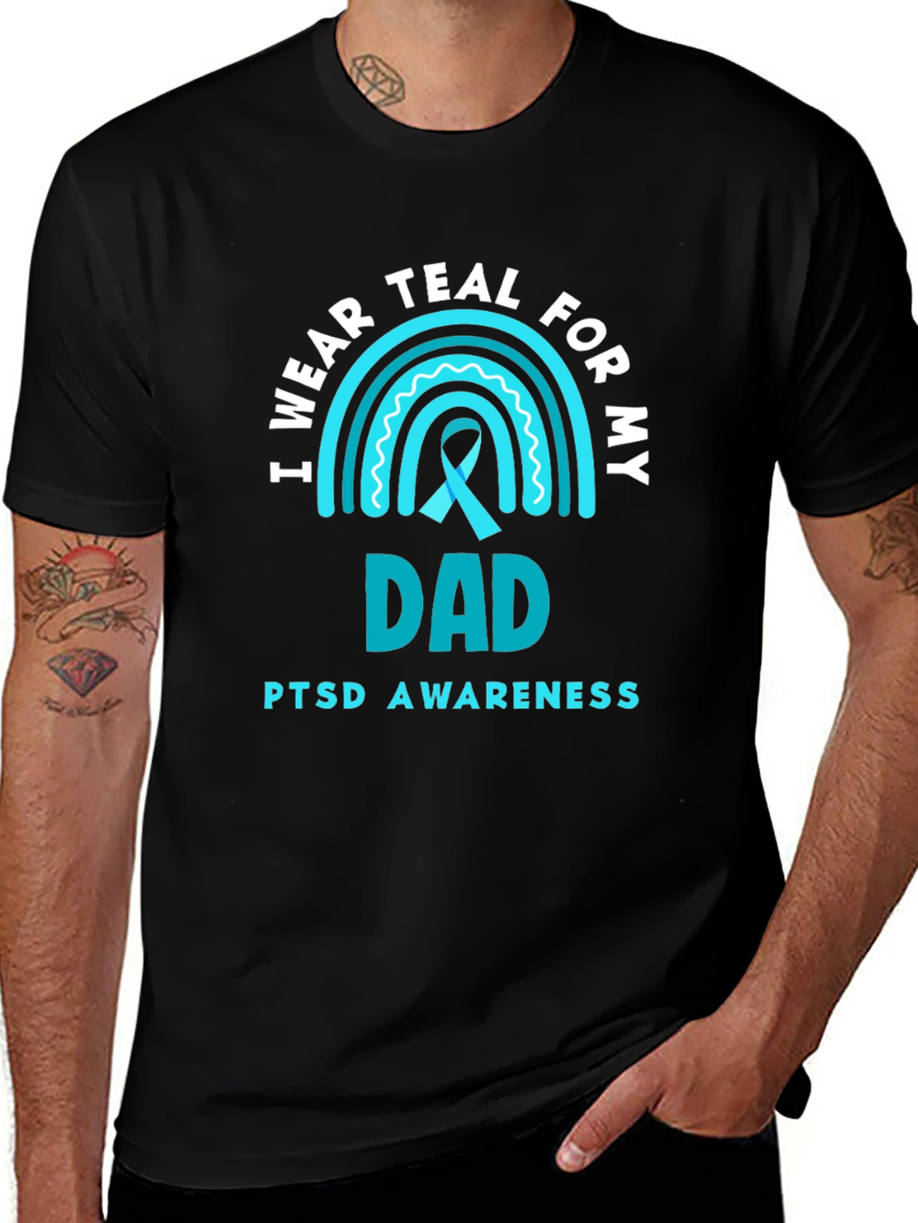 Teal PTSD Awareness Dad T-Shirt