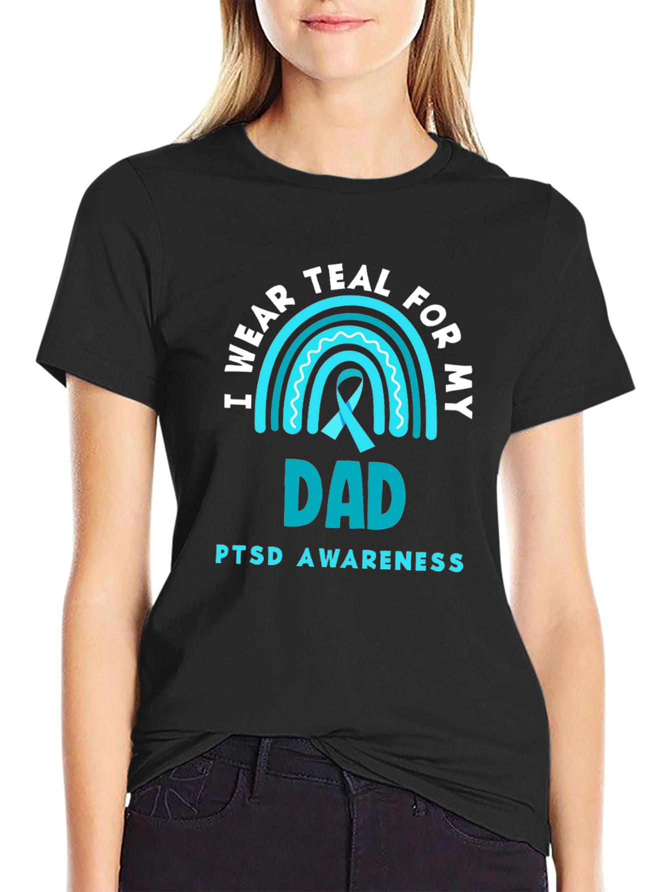Teal PTSD Awareness Dad T-Shirt