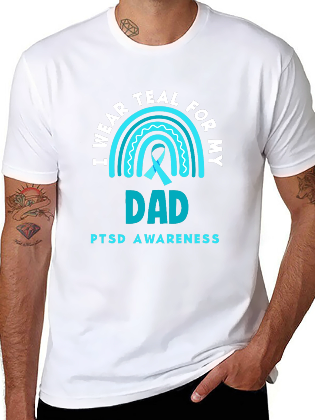 Teal PTSD Awareness Dad T-Shirt