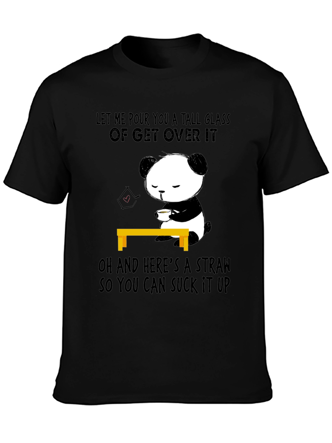 Funny Panda Get Over It T-Shirt Novelty Tee