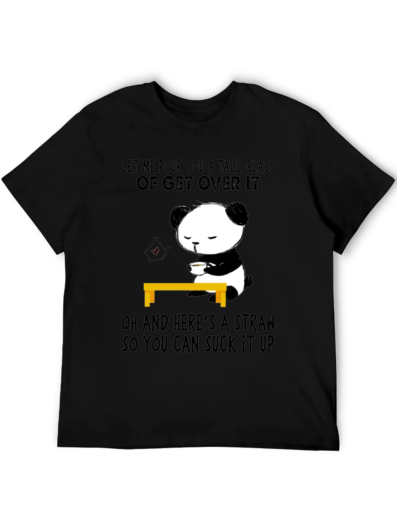 Funny Panda Get Over It T-Shirt Novelty Tee