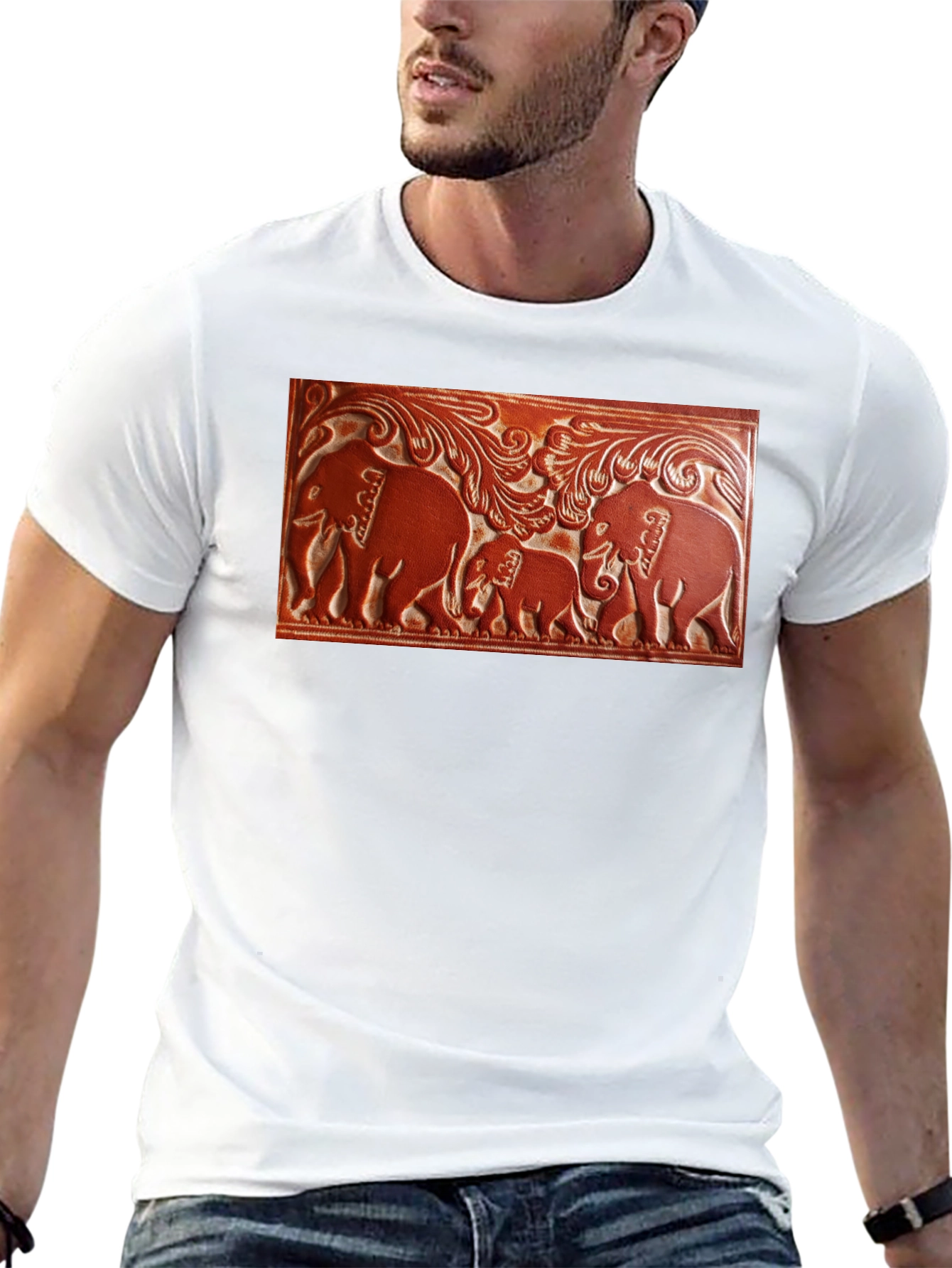 Elephant Family Tooled Leather Graphic Tee