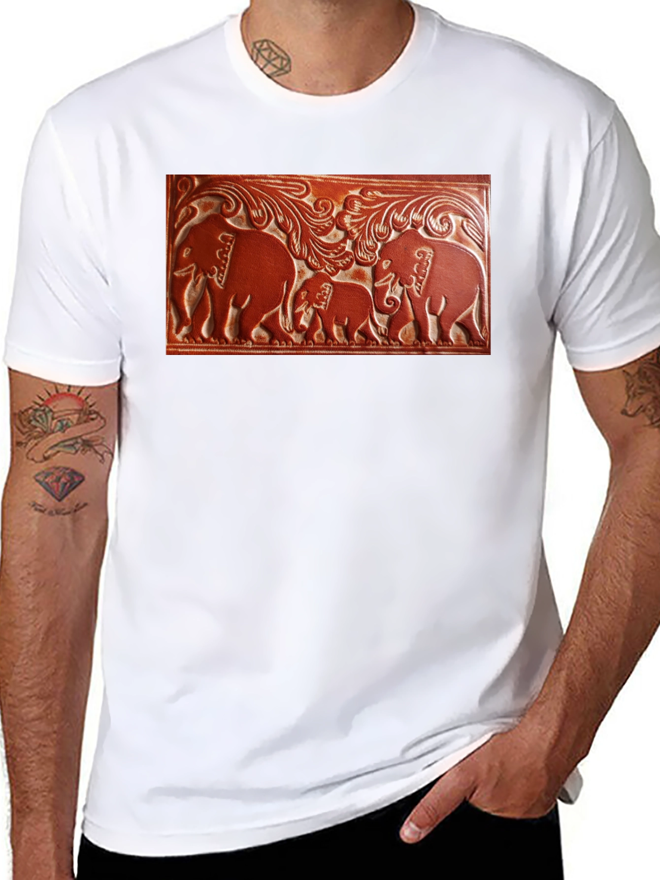 Elephant Family Tooled Leather Graphic Tee