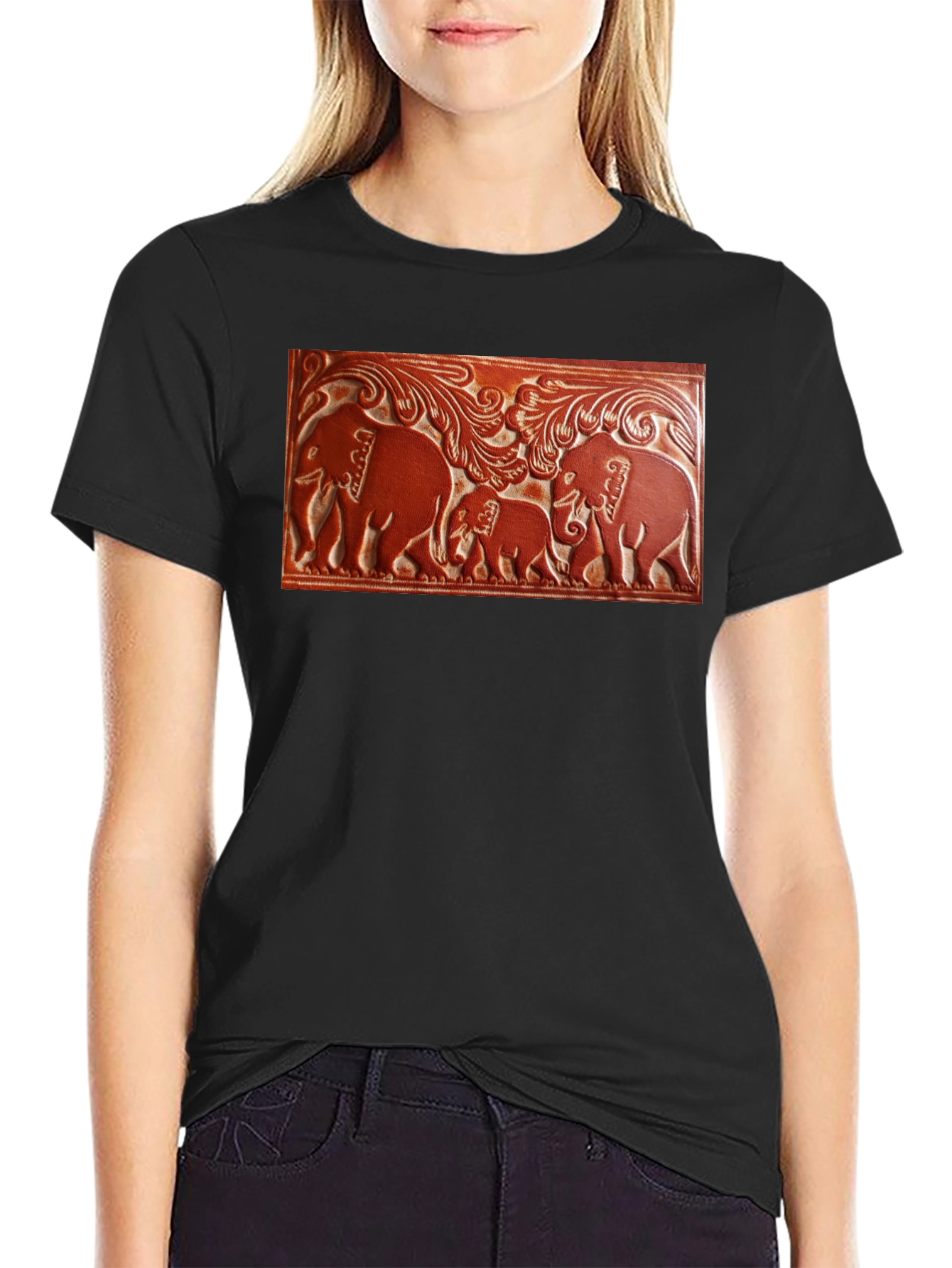 Elephant Family Tooled Leather Graphic Tee