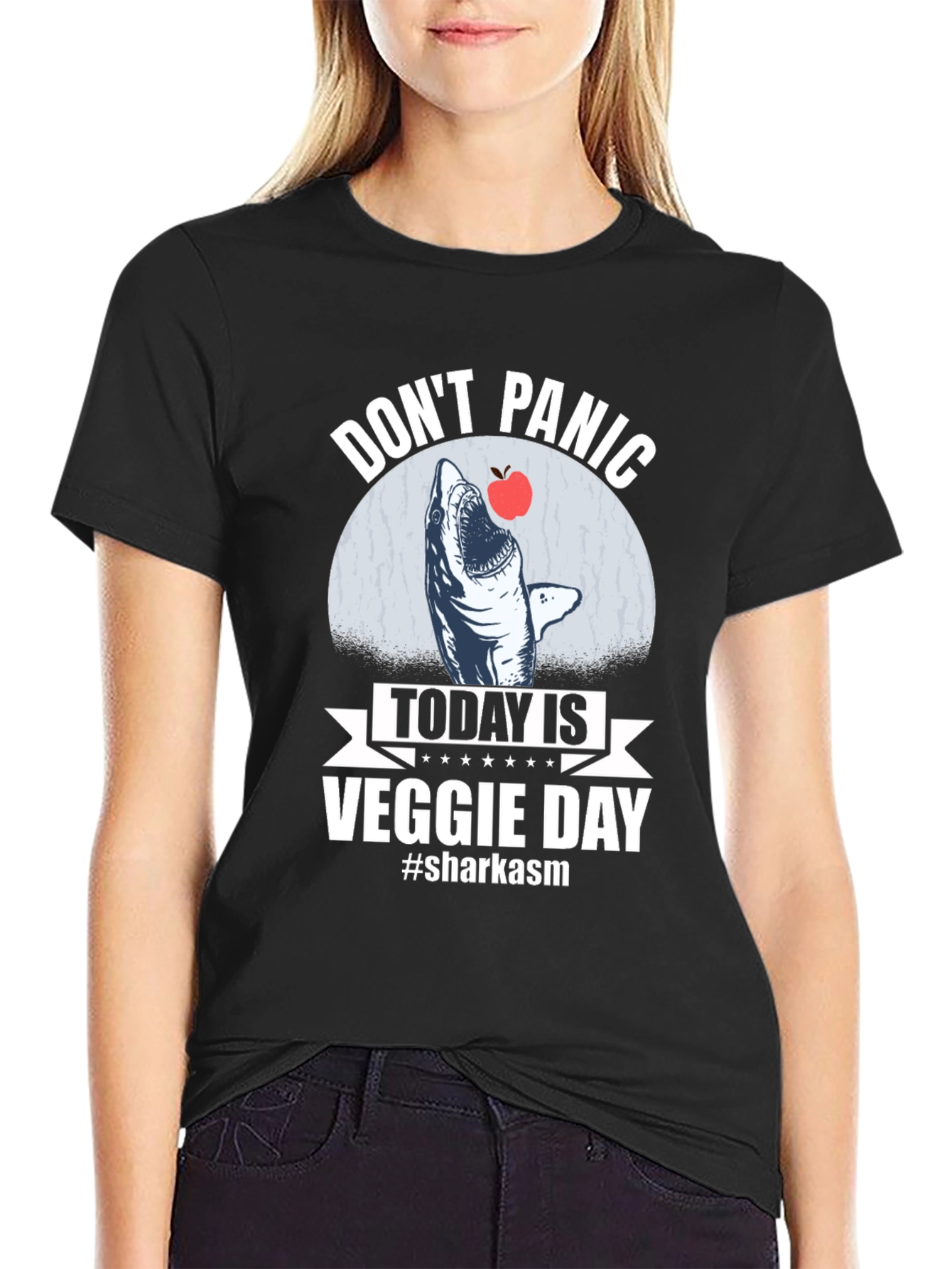Dont Panic Veggie Day Shark T-Shirt