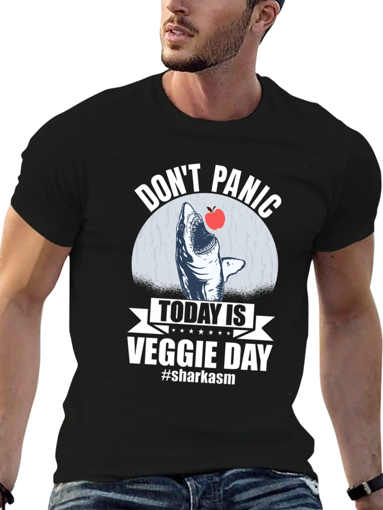 Dont Panic Veggie Day Shark T-Shirt