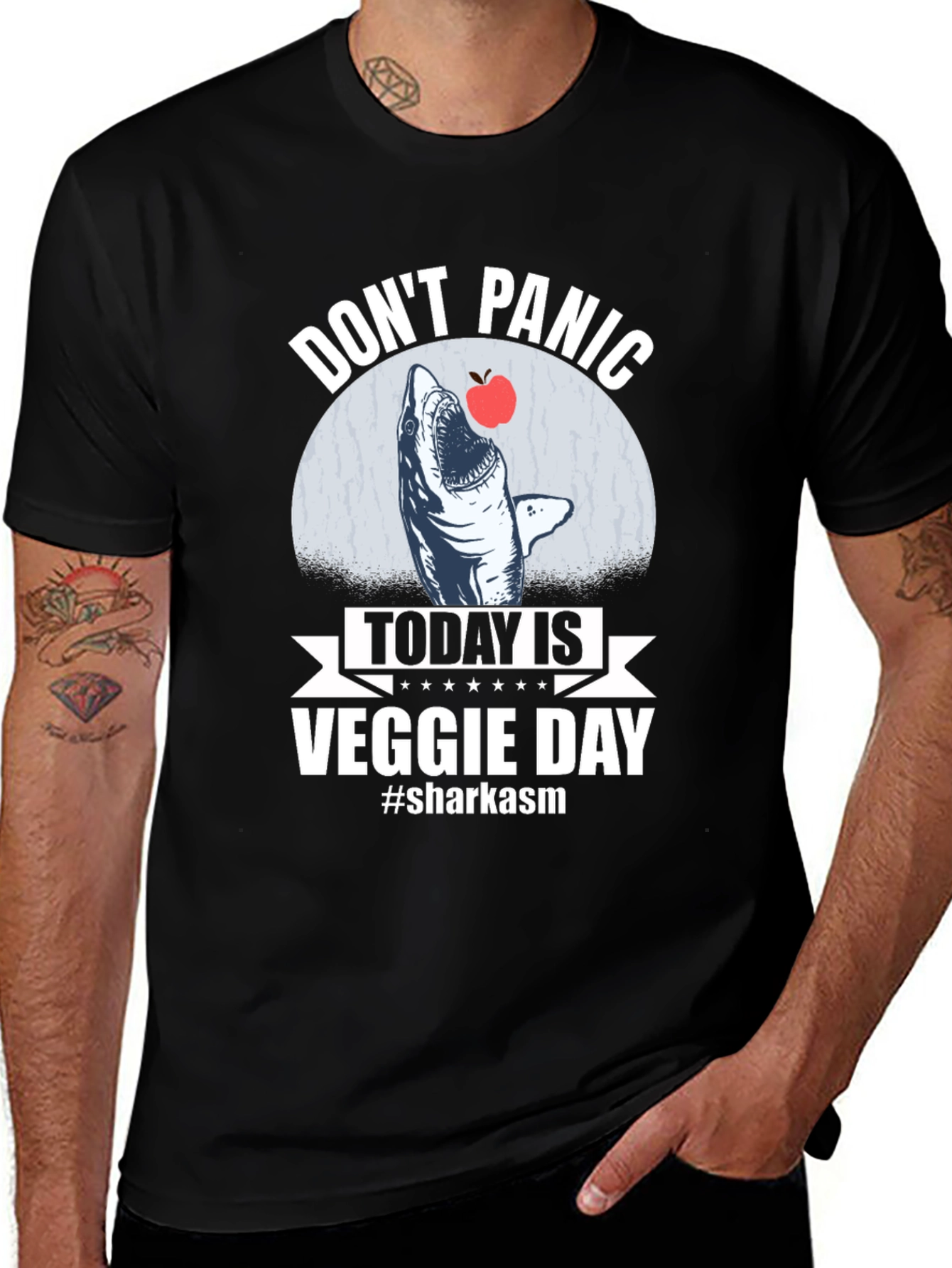 Dont Panic Veggie Day Shark T-Shirt