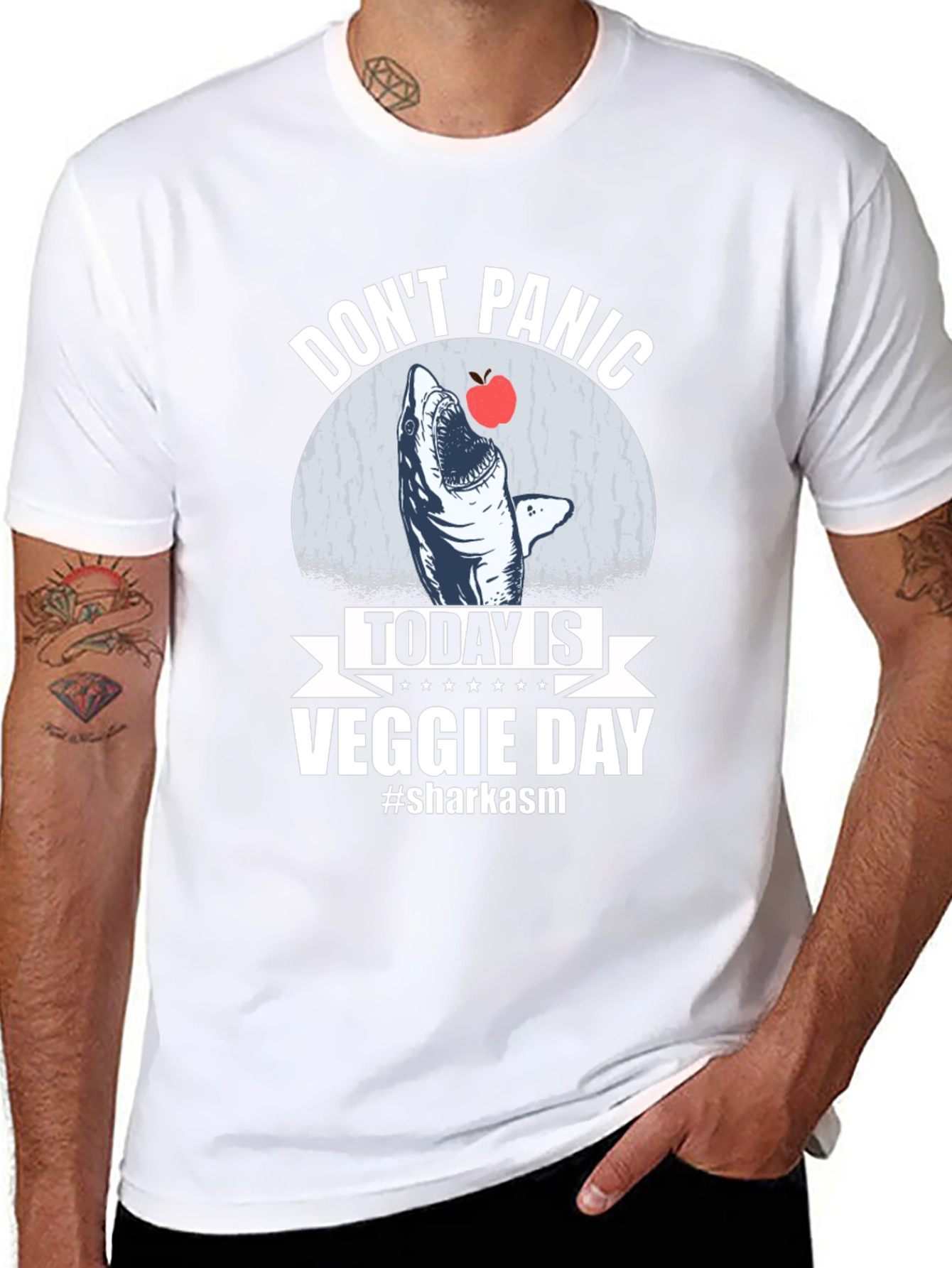 Dont Panic Veggie Day Shark T-Shirt