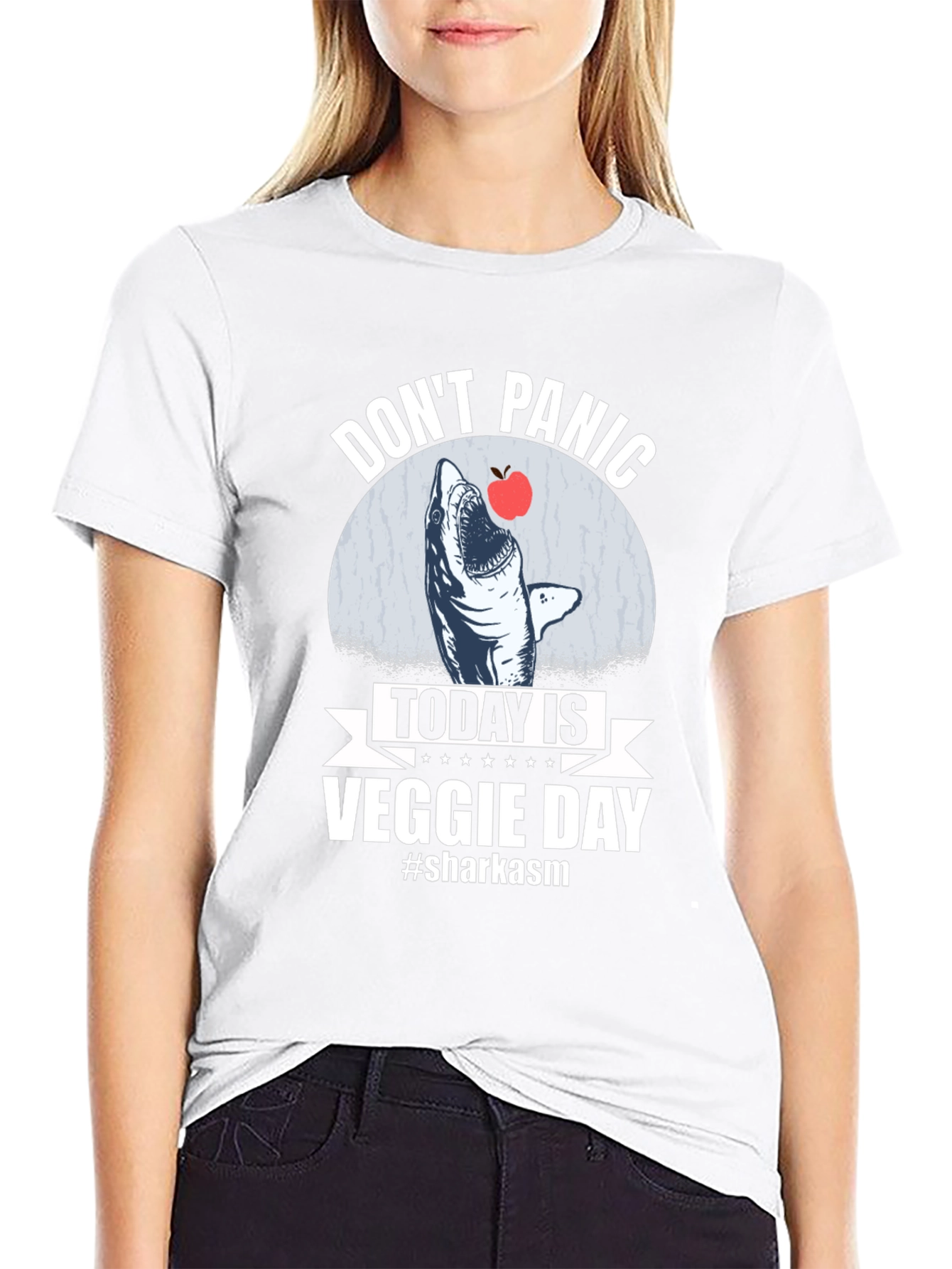 Dont Panic Veggie Day Shark T-Shirt