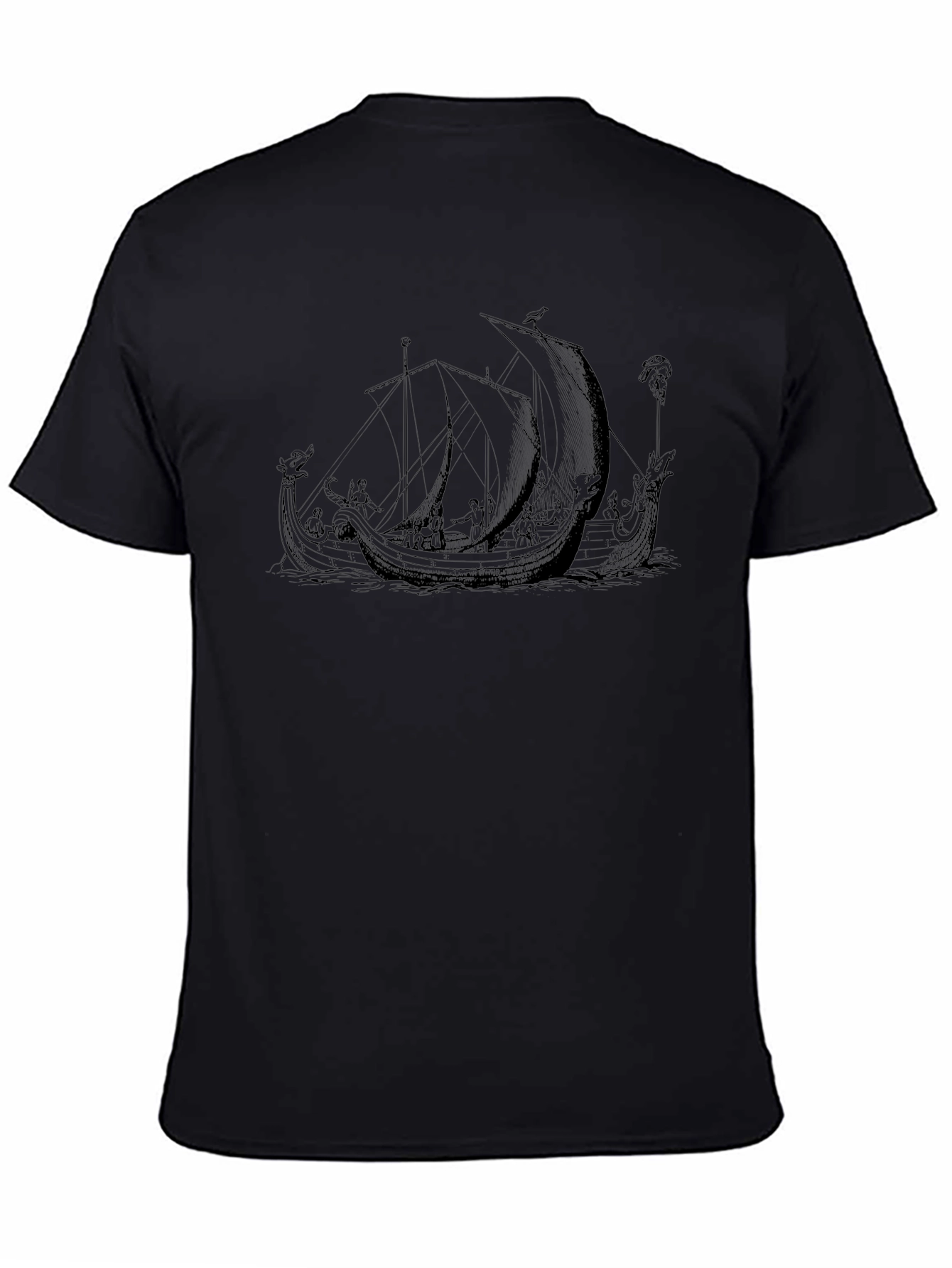 Viking Ship Graphic Tee - Black