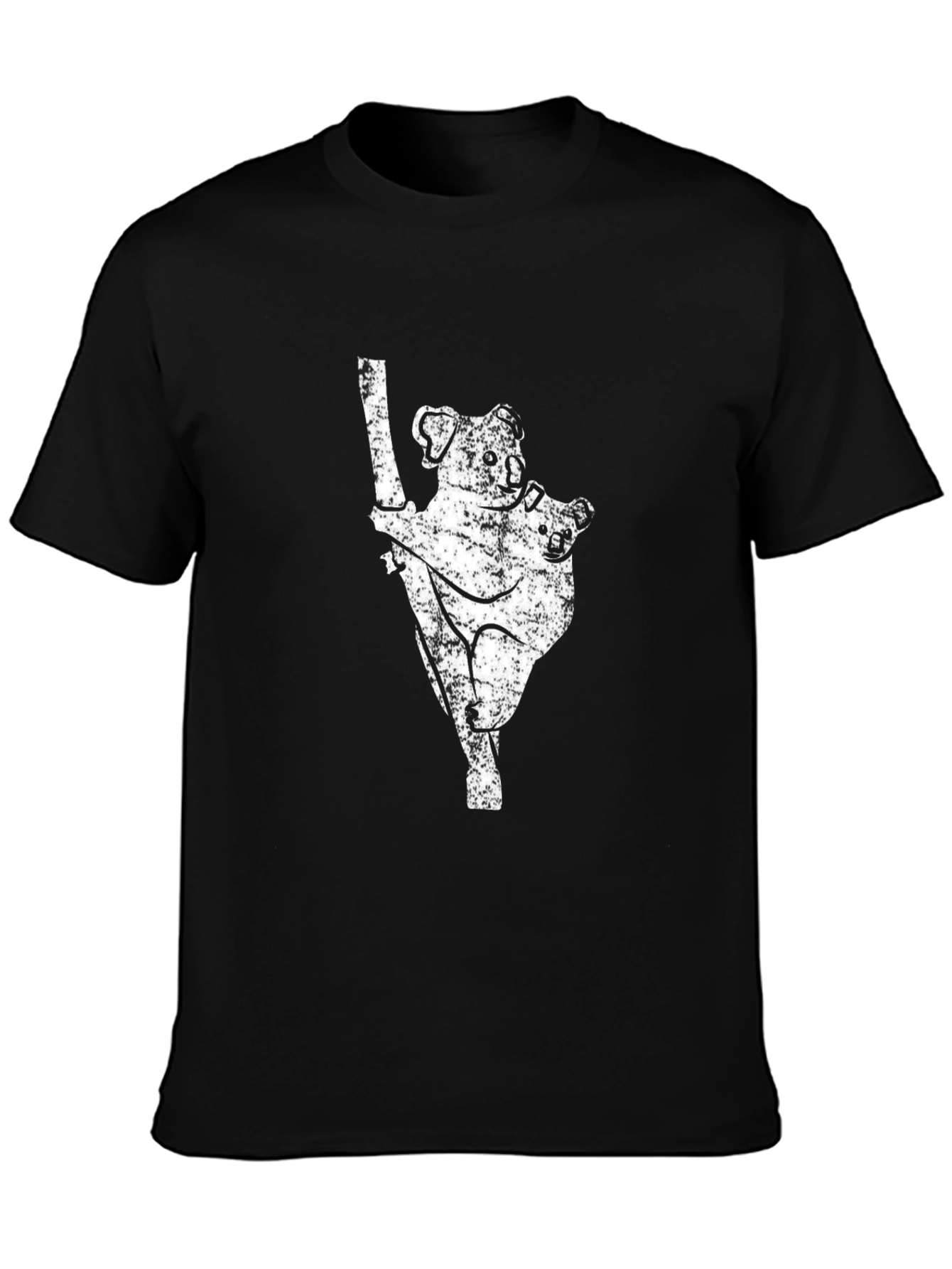 Koala Bear Graphic Print Black T-Shirt