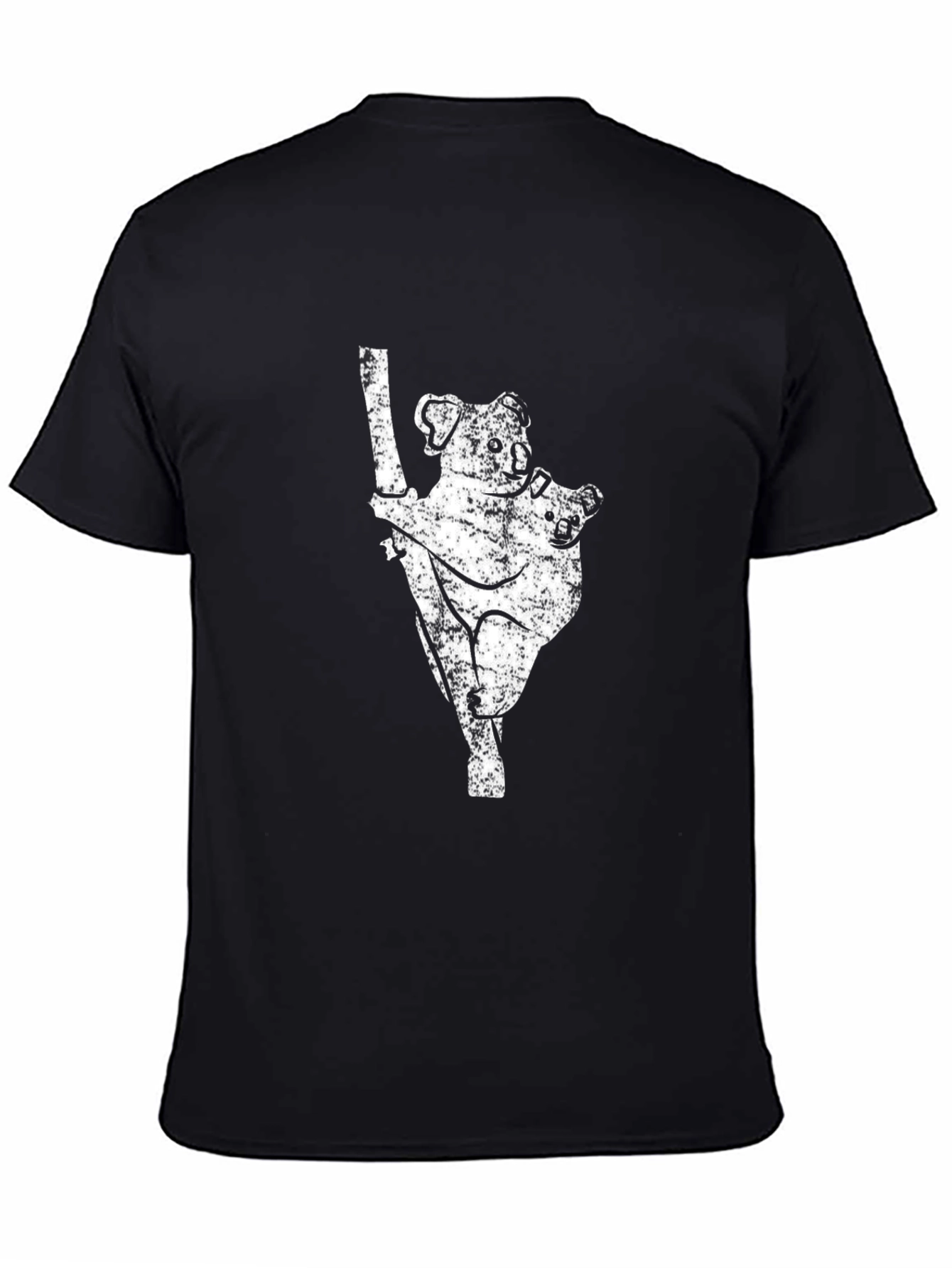 Koala Bear Graphic Print Black T-Shirt