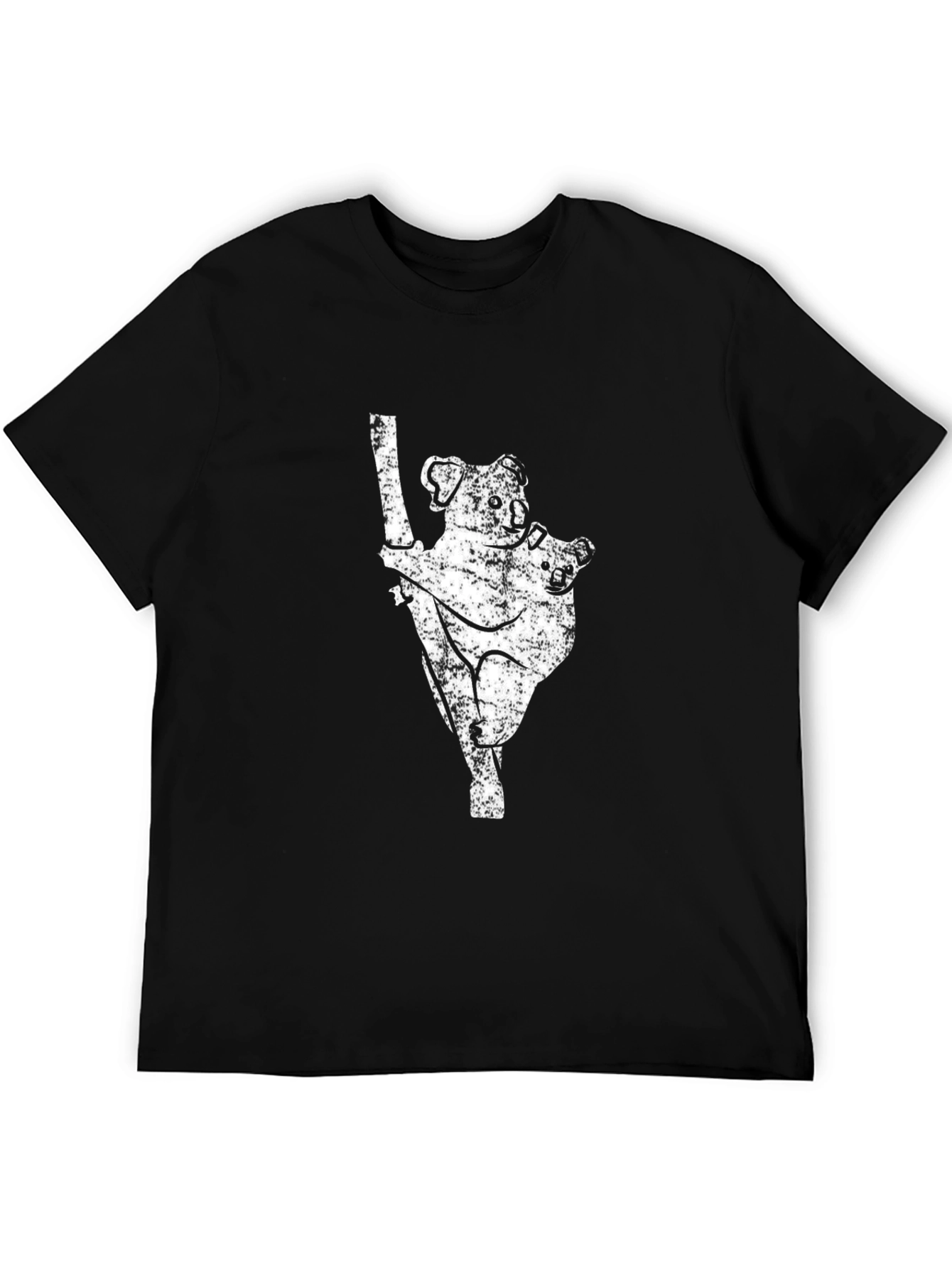 Koala Bear Graphic Print Black T-Shirt
