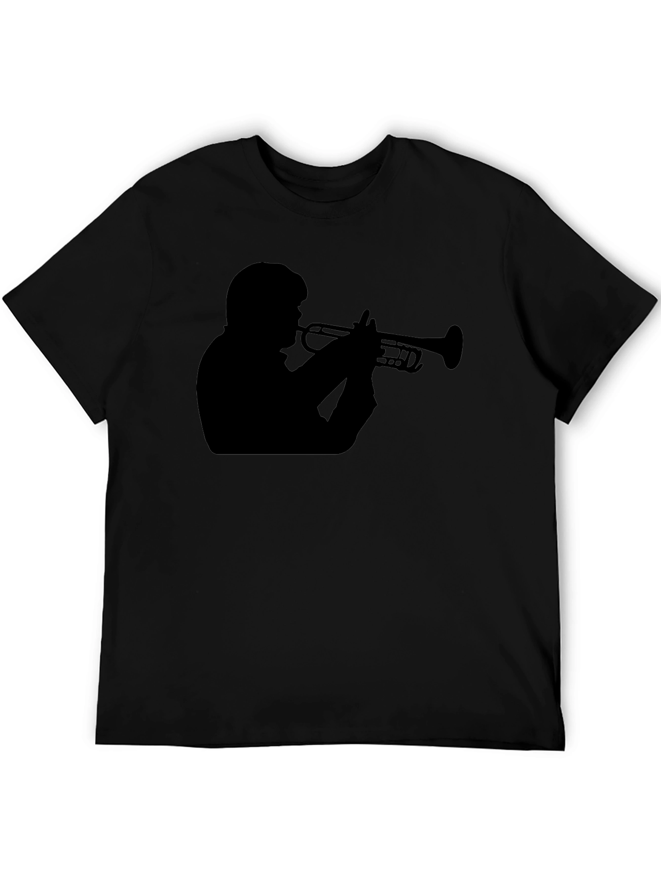 Trumpet Player Graphic Tee - Black Cotton T-Shirt