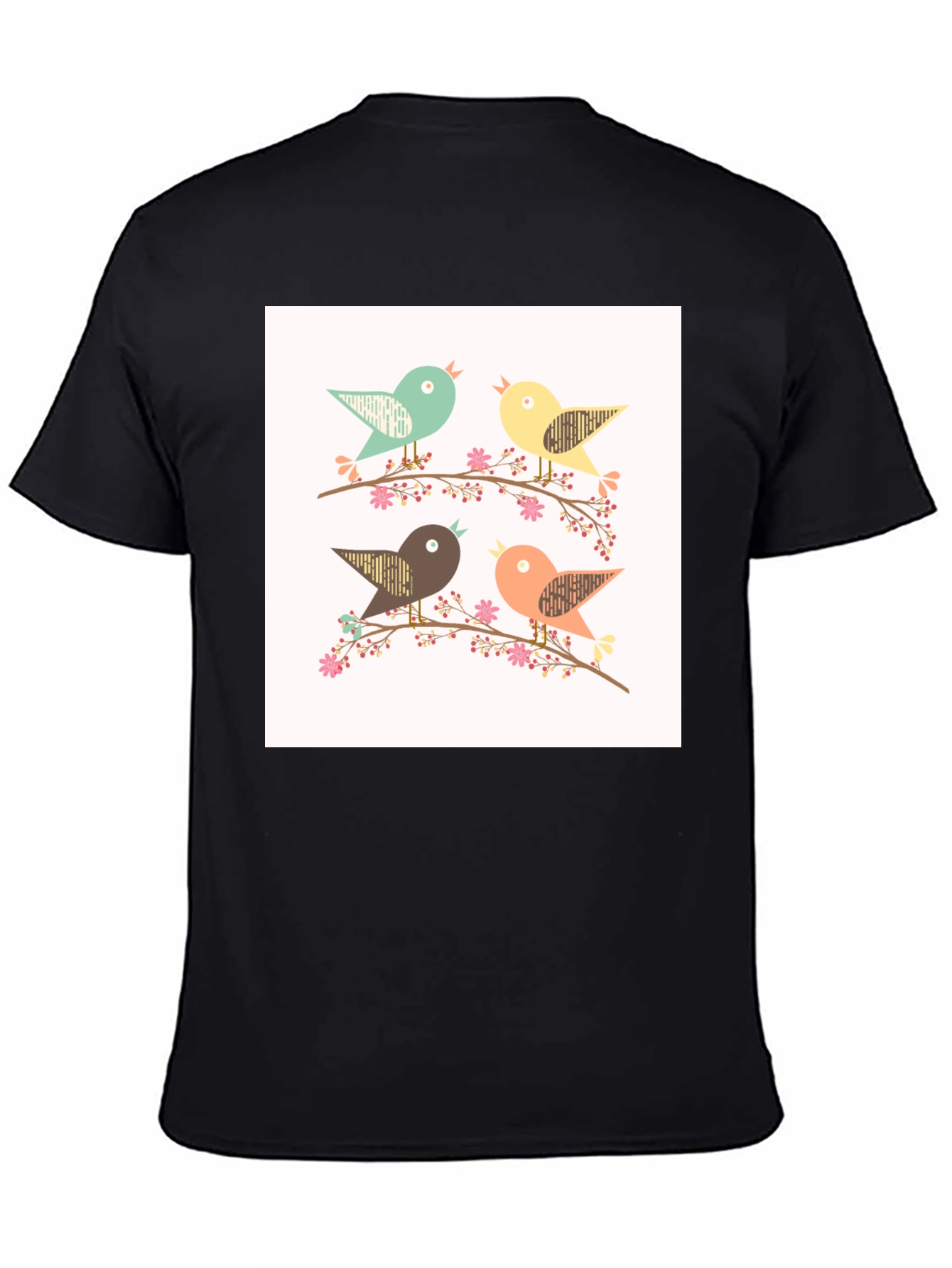 Charming Birds Graphic Tee - Stylish Comfort