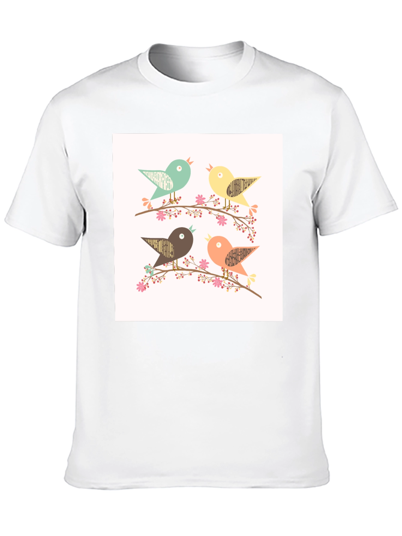 Charming Birds Graphic Tee - Stylish Comfort