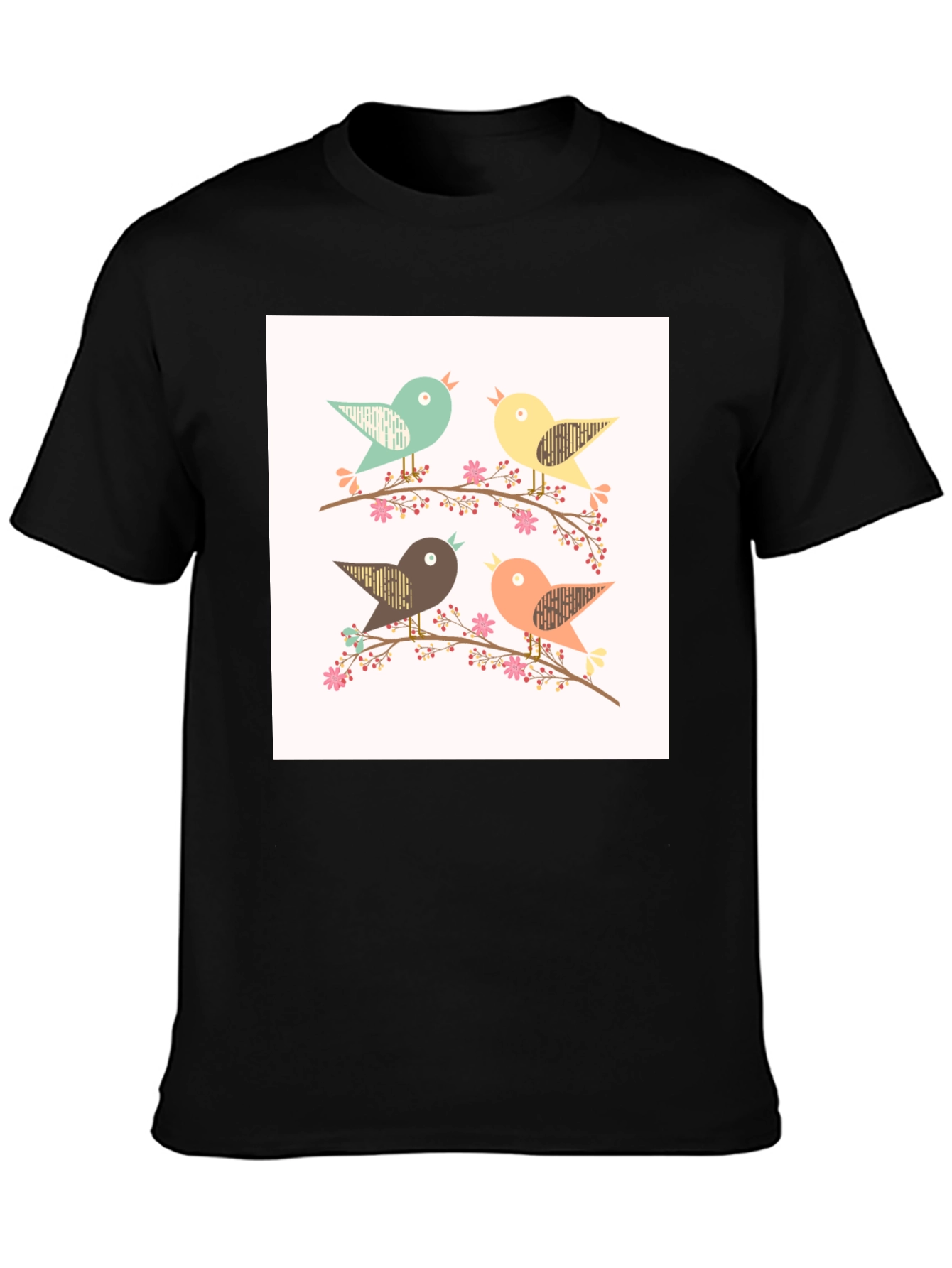 Charming Birds Graphic Tee - Stylish Comfort