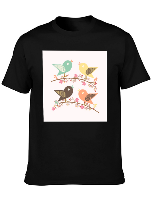 Charming Birds Graphic Tee - Stylish Comfort