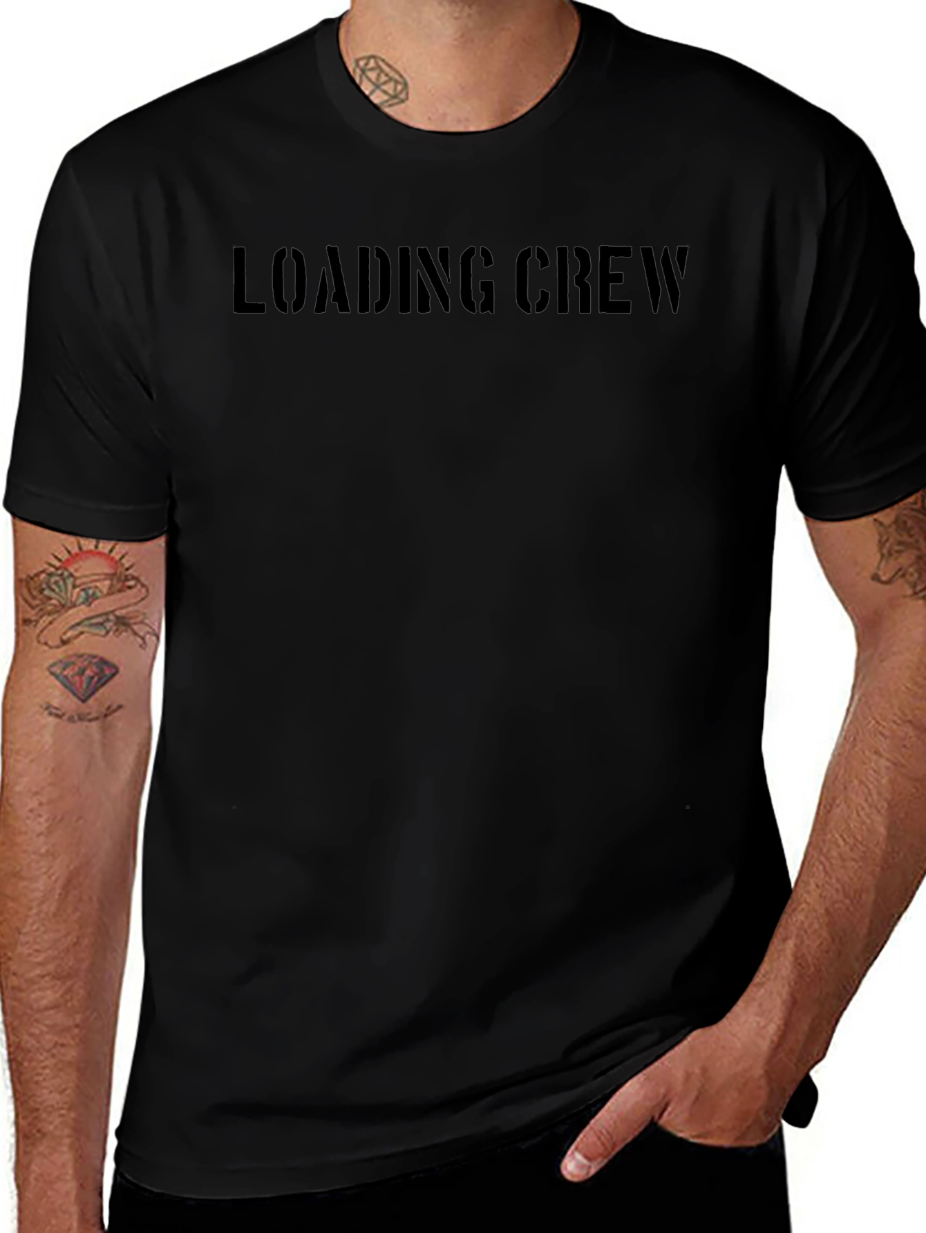 Loading Crew Graphic Tee - Black Cotton Comfort